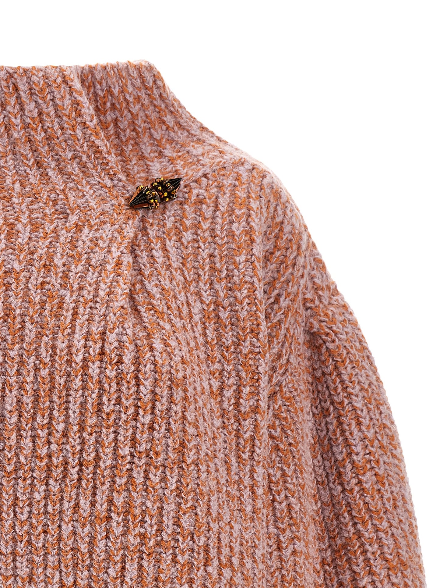 Cardigan by Dries Van Noten for women in alpaca wool & polyamide multicolor & pink showcases a luxurious silhouette, meticulously detailed with a sophisticated high-neck neckline and for a refined finish.