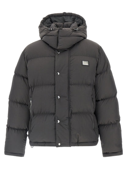 Dolce & Gabbana Gray Polyamide Full-Length Jacket