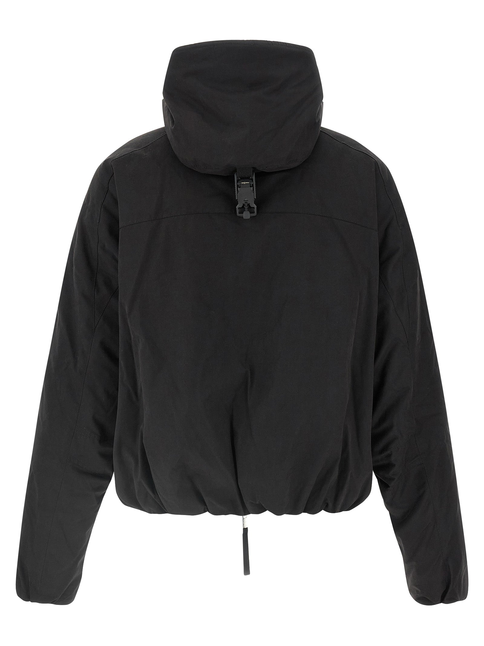 Hooded Windbreaker Jacket by Thom Krom for men in polyamide polyester viscose & cotton black & peach showcases a modern silhouette, integrating hooded & windproof and a modern hooded high-neck neckline for a sophisticated finish.