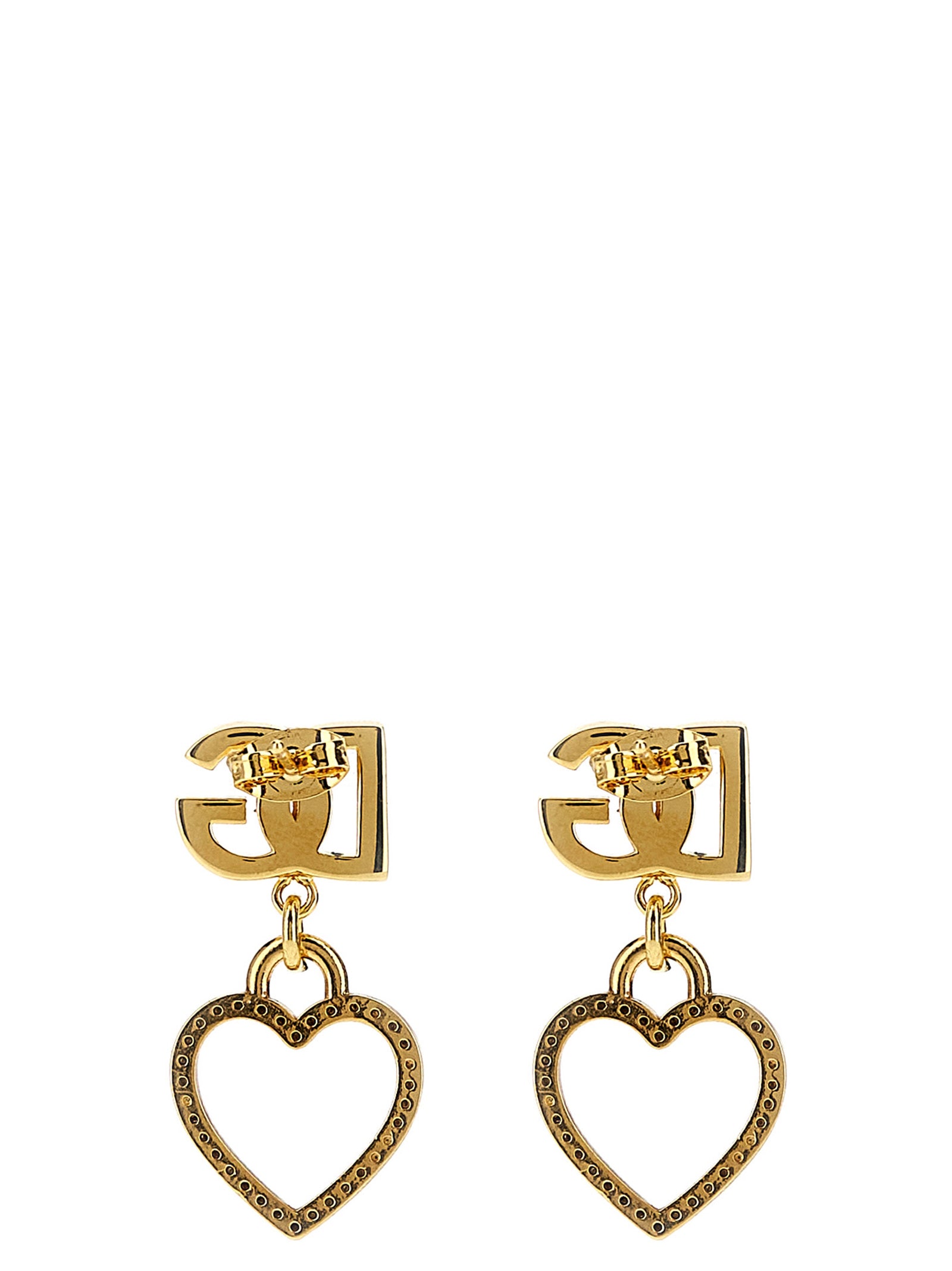 Earrings by Dolce & Gabbana for women in stretch polyamide gold presents a curated silhouette, artfully showcasing the curated and refined aesthetic of the Women's Gold Brass & Glass Earrings.