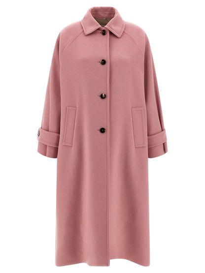 This Alberto Biani women virgin wool Trench Coat in multicolor & pink presents a high style silhouette, meticulously detailed with and a high style split shirt-collar neckline for a sophisticated, timeless look.