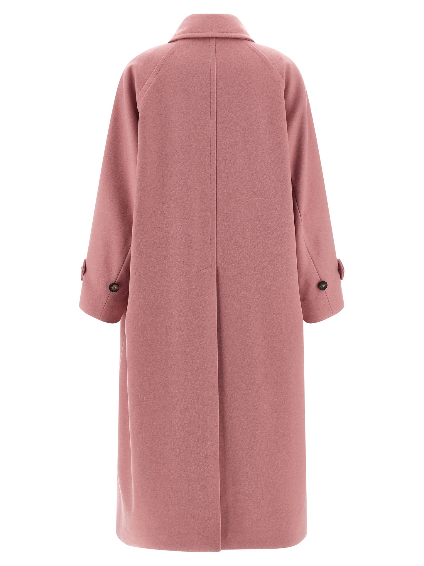 Trench Coat by Alberto Biani for women in virgin wool multicolor & pink presents a utilitarian silhouette, showcasing a utilitarian split shirt-collar neckline and sophisticated for a truly utilitarian look.