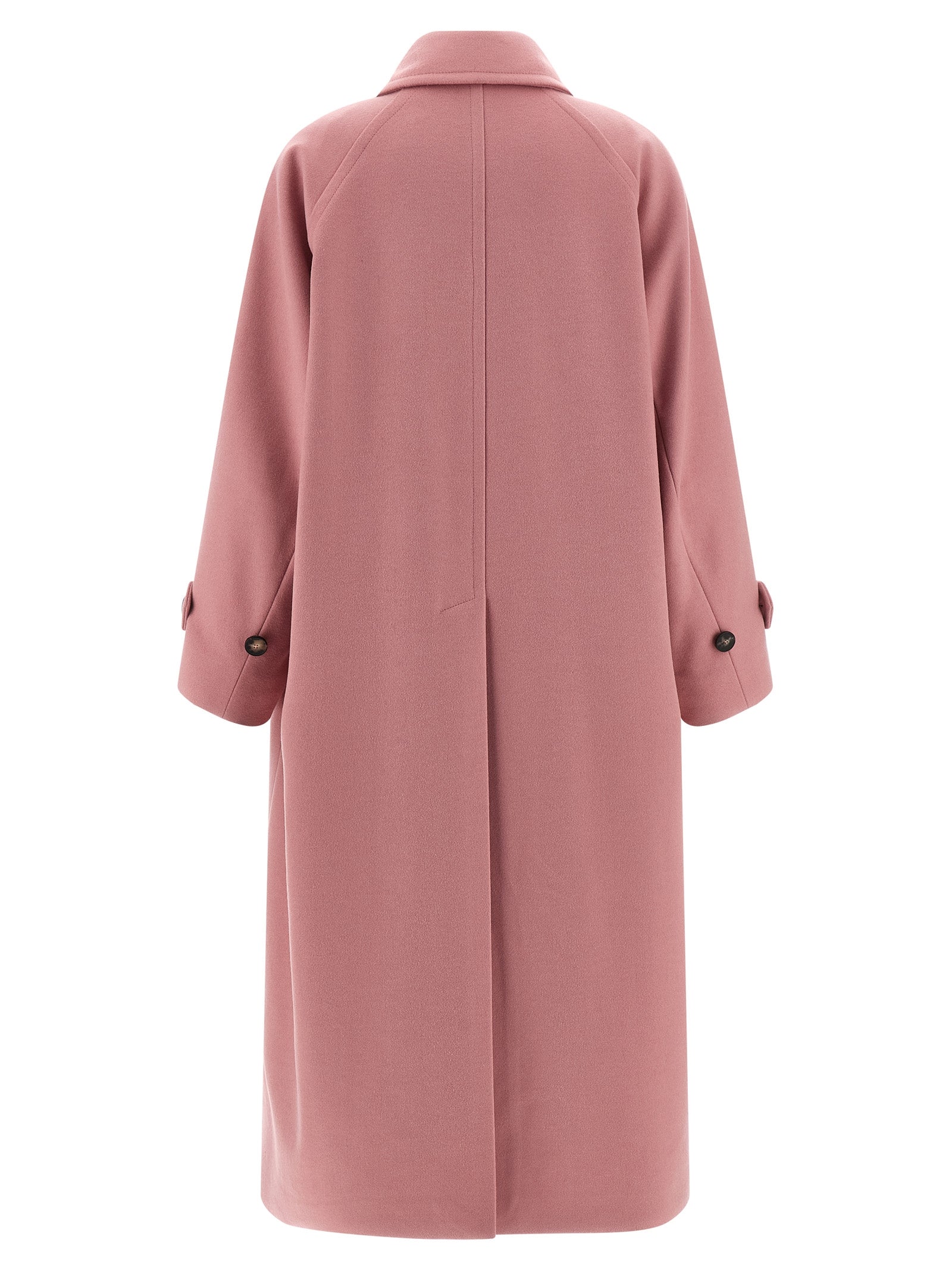 Trench Coat by Alberto Biani for women in virgin wool multicolor & pink presents a utilitarian silhouette, showcasing a utilitarian split shirt-collar neckline and sophisticated for a truly utilitarian look.