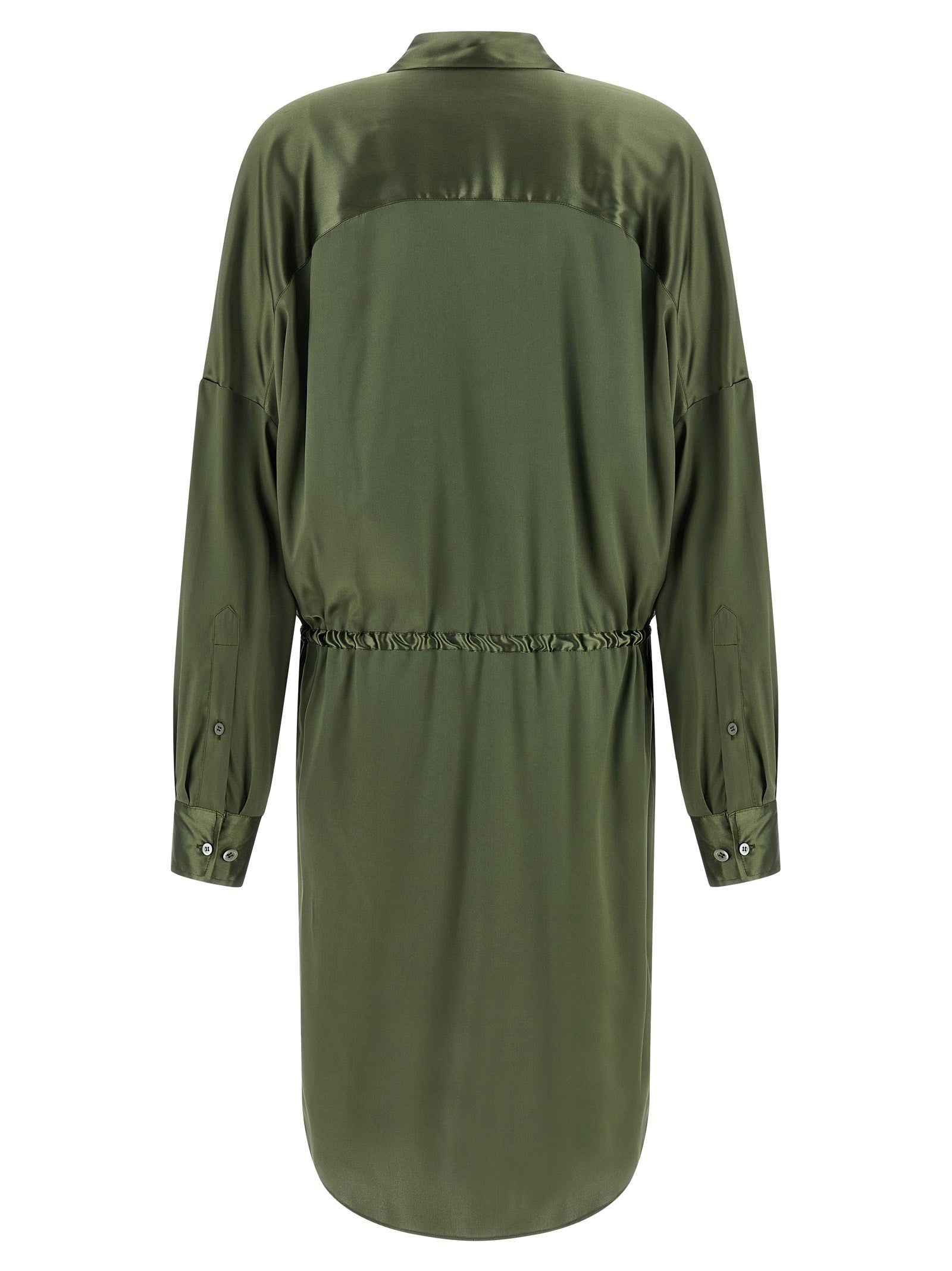 Dress by Dries Van Noten for women in silk satin bicolour & green features an cute silhouette, detailed with a and that elegantly flows into a cute midi.