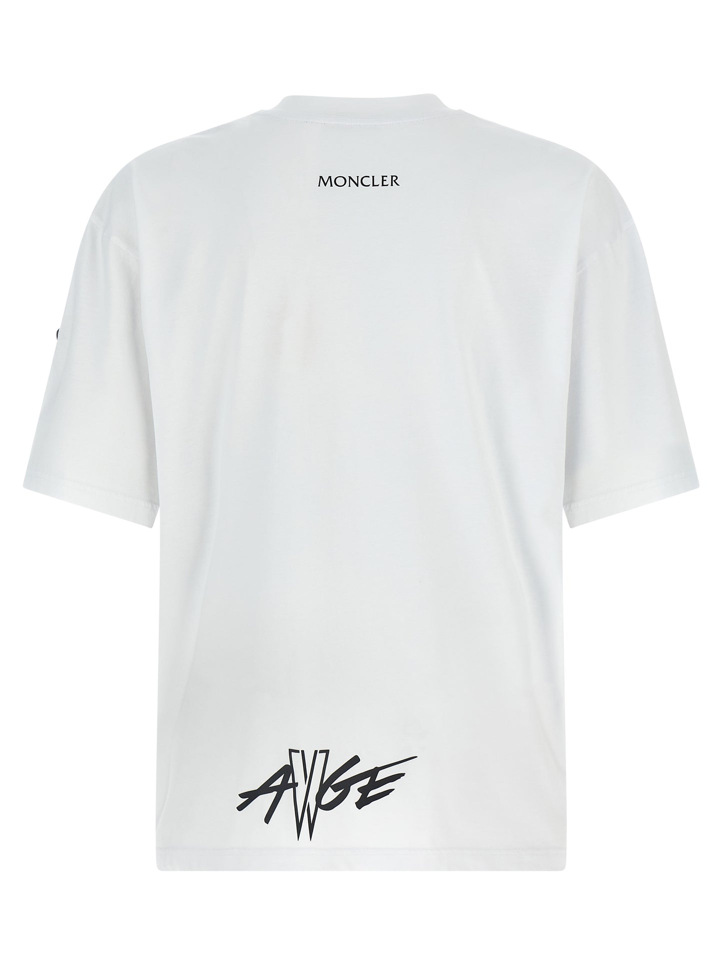 T-Shirt by MONCLER GENIUS for men in cotton black & print showcases a unassuming silhouette, artfully detailed with a refined and unassuming for a sophisticated, contemporary look.