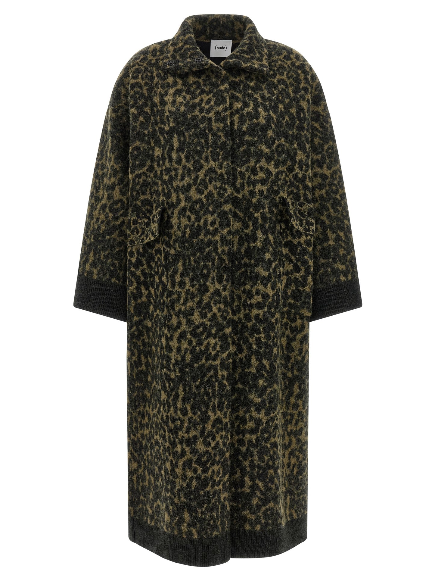 Trench Coat by NUDE for women in alpaca wool & polyamide and bicolour, animal, green, nude & print presents a exquisite silhouette, showcasing a exquisite high-neck neckline and functional pockets for an elevated aesthetic.