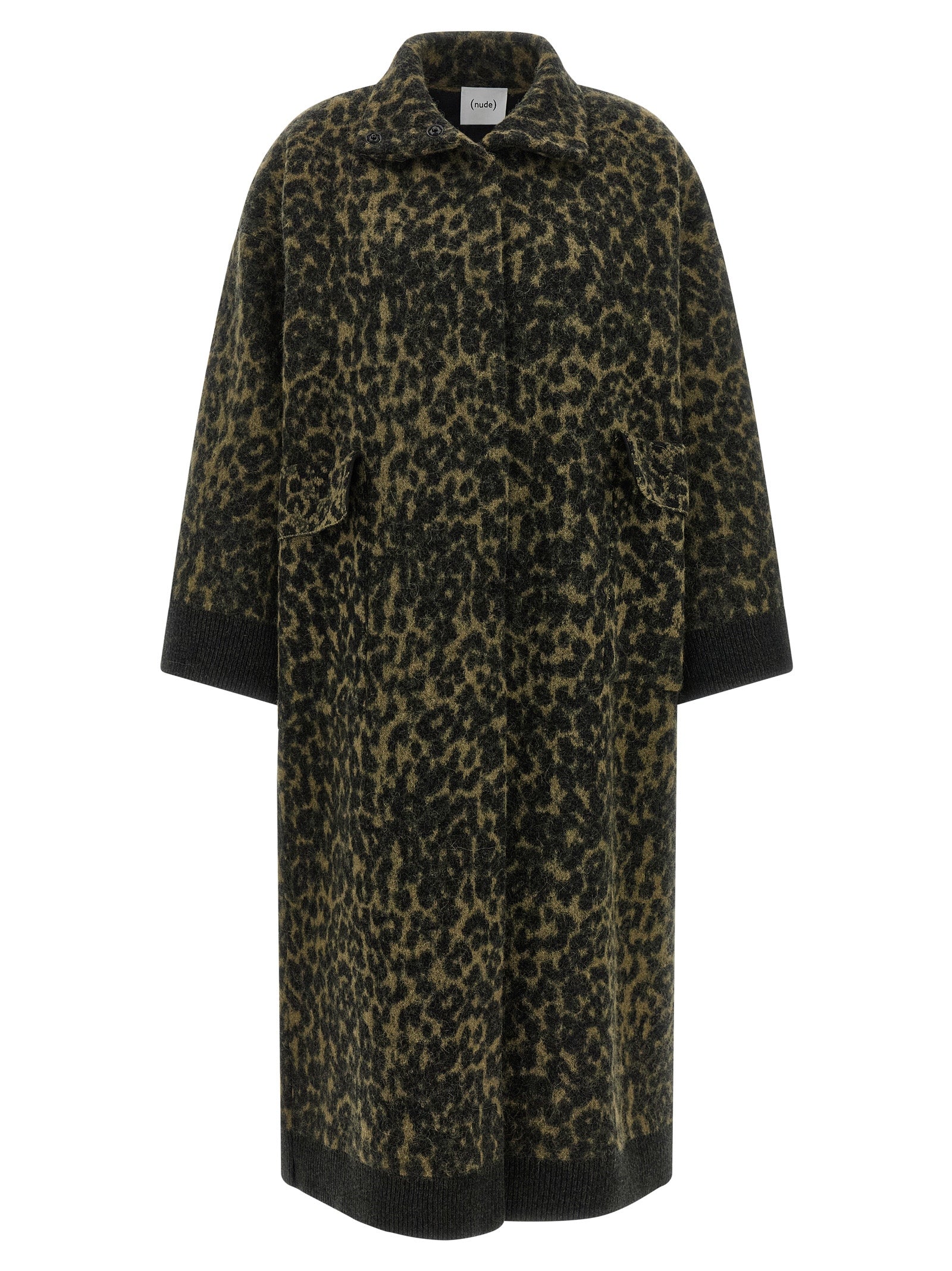 Trench Coat by NUDE for women in alpaca wool & polyamide and bicolour, animal, green, nude & print presents a exquisite silhouette, showcasing a exquisite high-neck neckline and functional pockets for an elevated aesthetic.