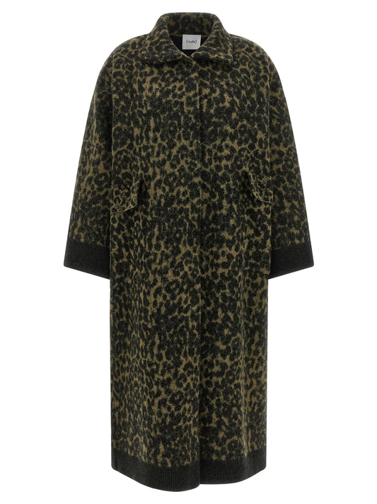 Trench Coat by NUDE for women in alpaca wool & polyamide and bicolour, animal, green, nude & print presents a exquisite silhouette, showcasing a exquisite high-neck neckline and functional pockets for an elevated aesthetic.