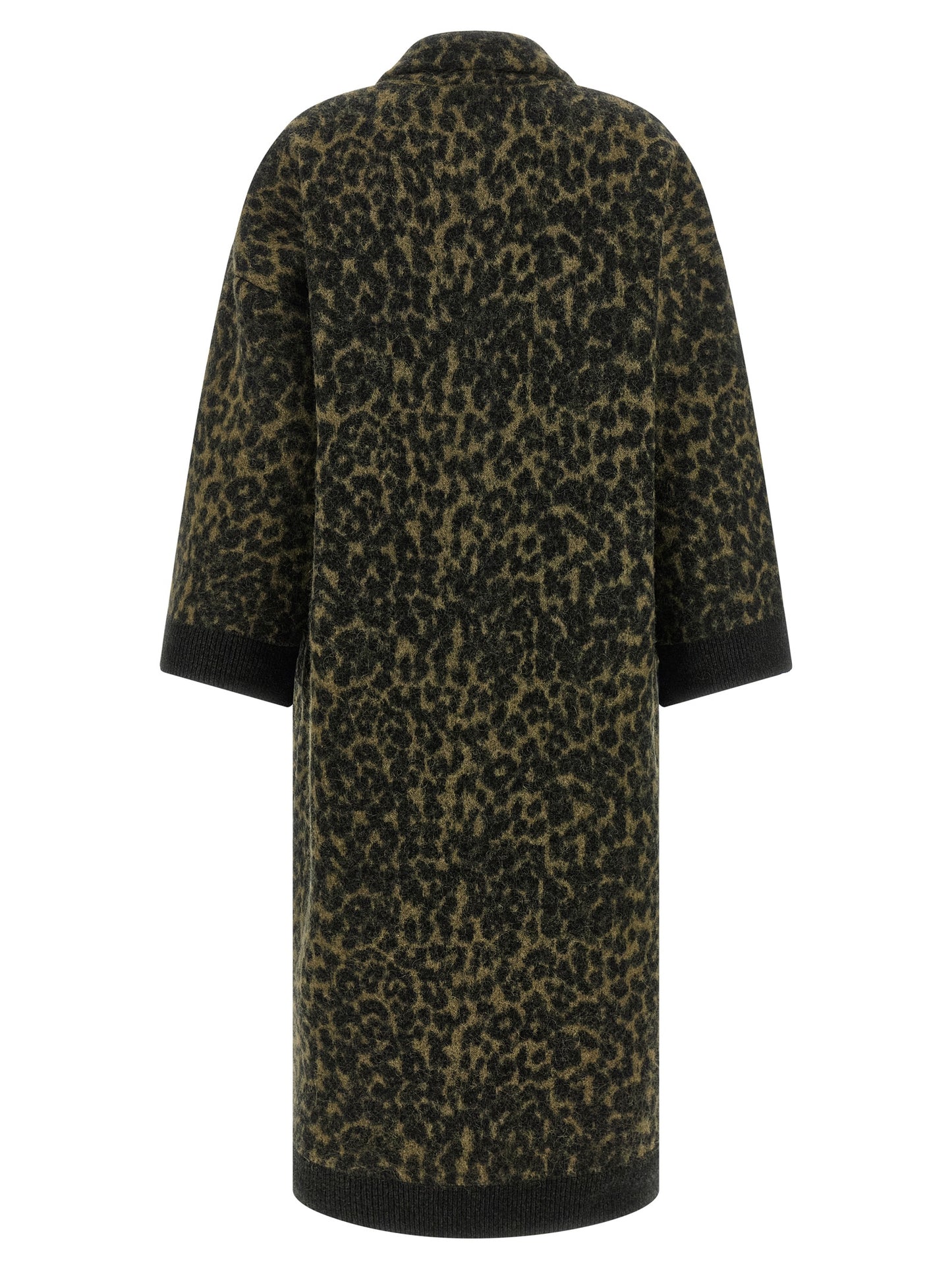 Trench Coat by NUDE for women in alpaca wool & polyamide bicolour, animal, green, nude & print presents an sculptural silhouette, artfully detailed with a sculptural high-neck neckline and functional pockets for a truly sculptural finish.