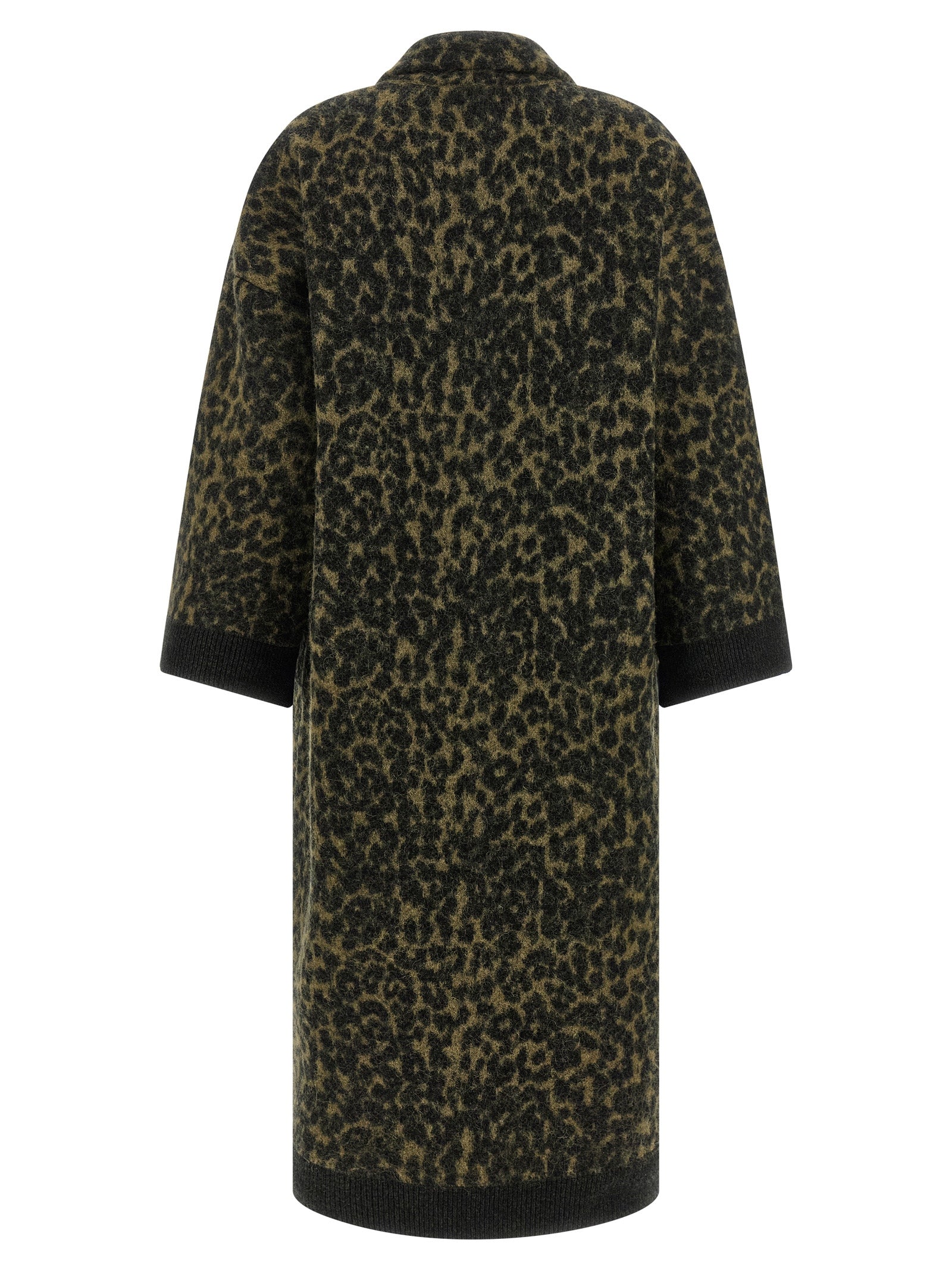 Trench Coat by NUDE for women in alpaca wool & polyamide bicolour, animal, green, nude & print presents an sculptural silhouette, artfully detailed with a sculptural high-neck neckline and functional pockets for a truly sculptural finish.