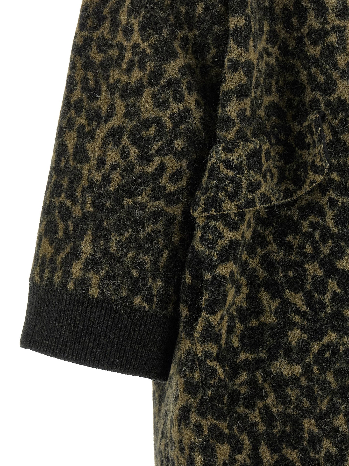 Trench Coat by NUDE for women in alpaca wool & polyamide bicolour, animal, green, nude & print presents a utilitarian silhouette, showcasing a utilitarian and sophisticated pockets for a truly utilitarian look.