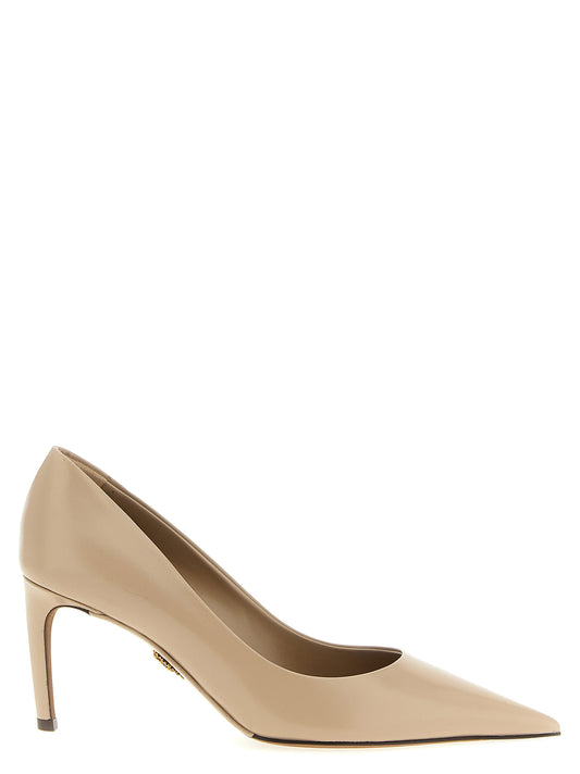 Dolce & Gabbana Devotion Heart Women's Calfskin Leather High-Heel Pumps Heels - Beige Signature