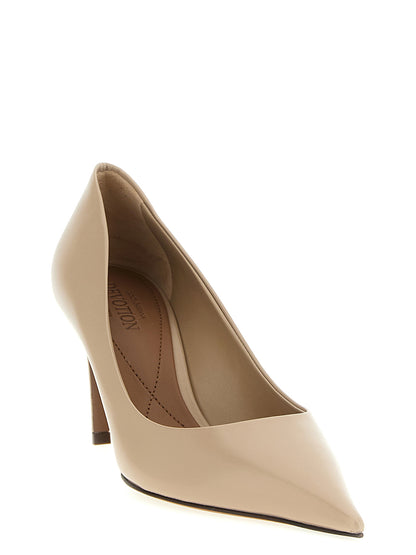 Dolce & Gabbana Devotion Heart Women's Calfskin Leather High-Heel Pumps Heels - Beige Signature