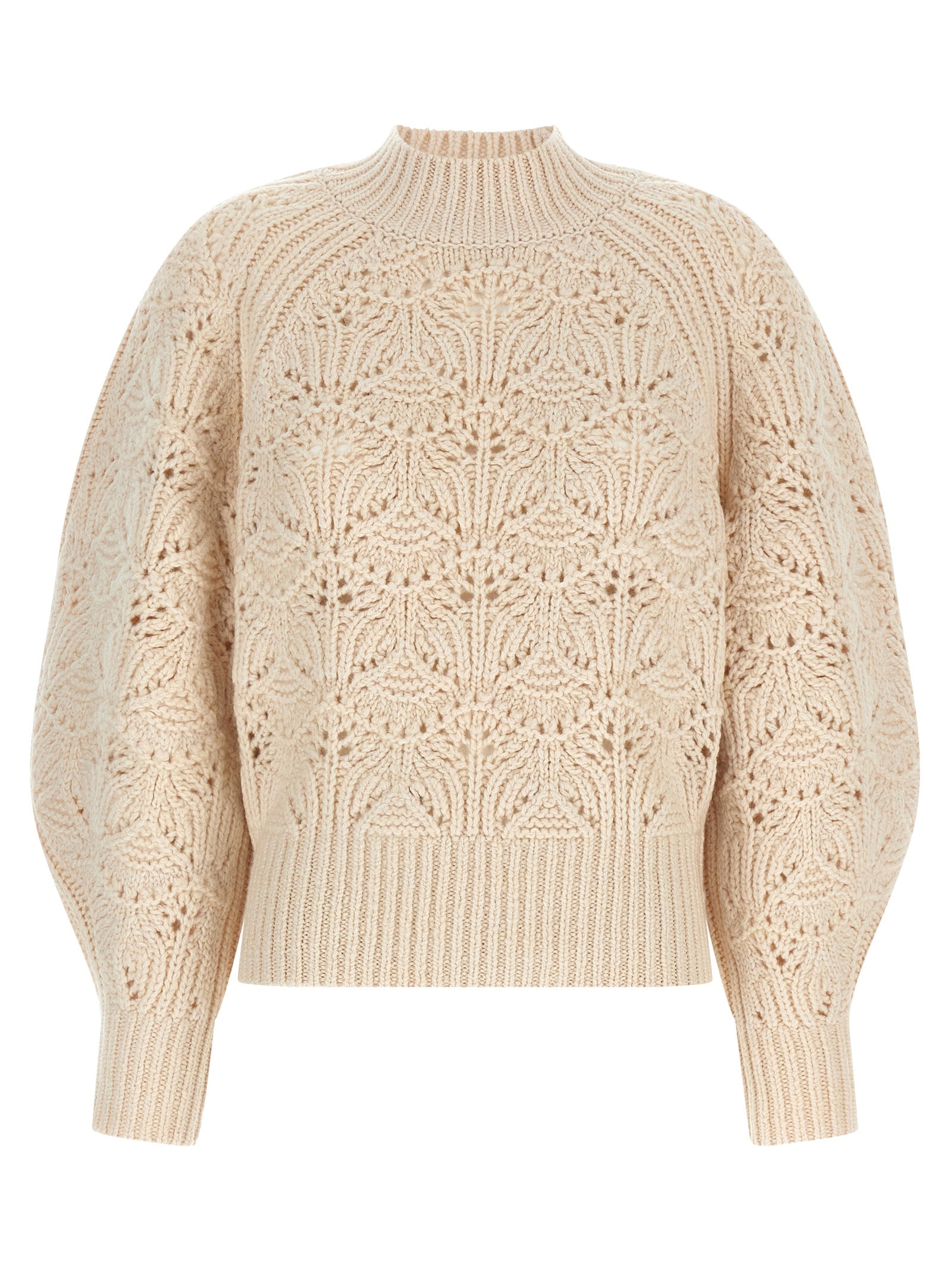 Cardigan by Zimmermann for women in wool beige features an crisp silhouette, showcasing a sophisticated high-neck neckline and detail for a truly crisp finish.
