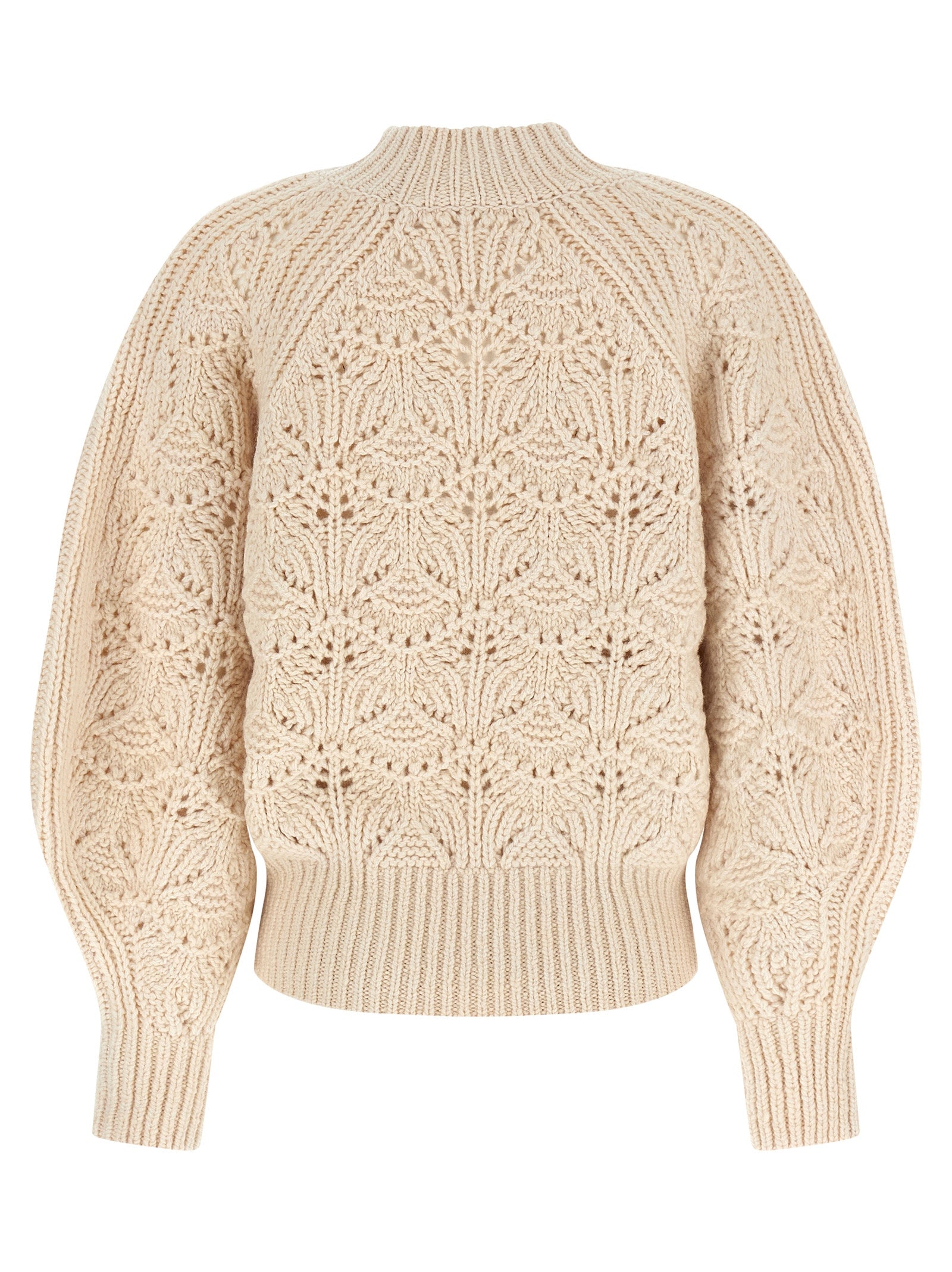 Cardigan by Zimmermann for women in wool beige features a nuanced silhouette with a refined high-neck neckline and nuanced detailing for a sophisticated look.
