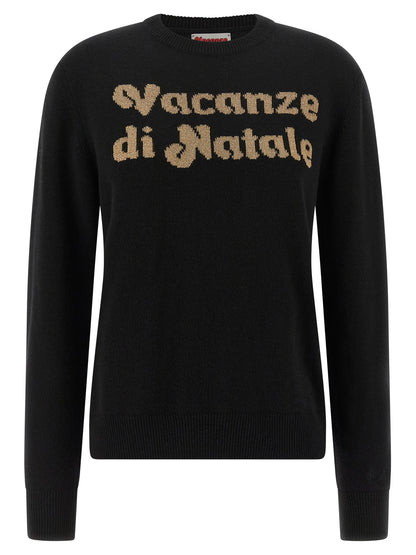 Cardigan by MC2 Saint Barth for women in cashmere viscose black, jacquard & signature showcases a luxurious silhouette, meticulously detailed with a sophisticated crew neckline and for a refined finish.