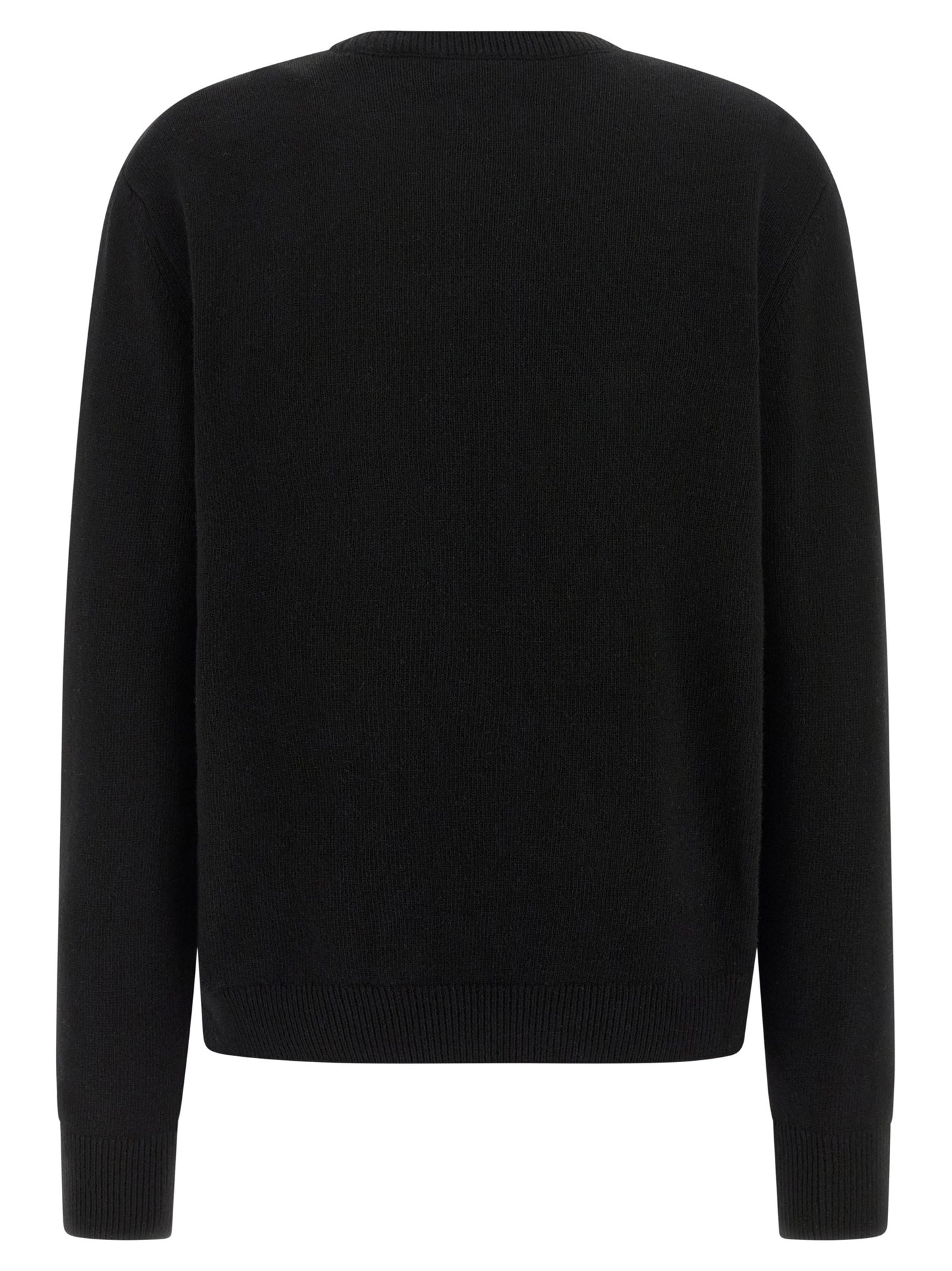 Cardigan by MC2 Saint Barth for women in cashmere viscose black, jacquard & signature features an impeccable silhouette, showcasing a sophisticated crew neckline and detail for a truly impeccable finish.
