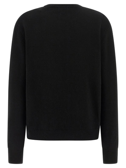 Cardigan by MC2 Saint Barth for women in cashmere viscose black, jacquard & signature features an impeccable silhouette, showcasing a sophisticated crew neckline and detail for a truly impeccable finish.