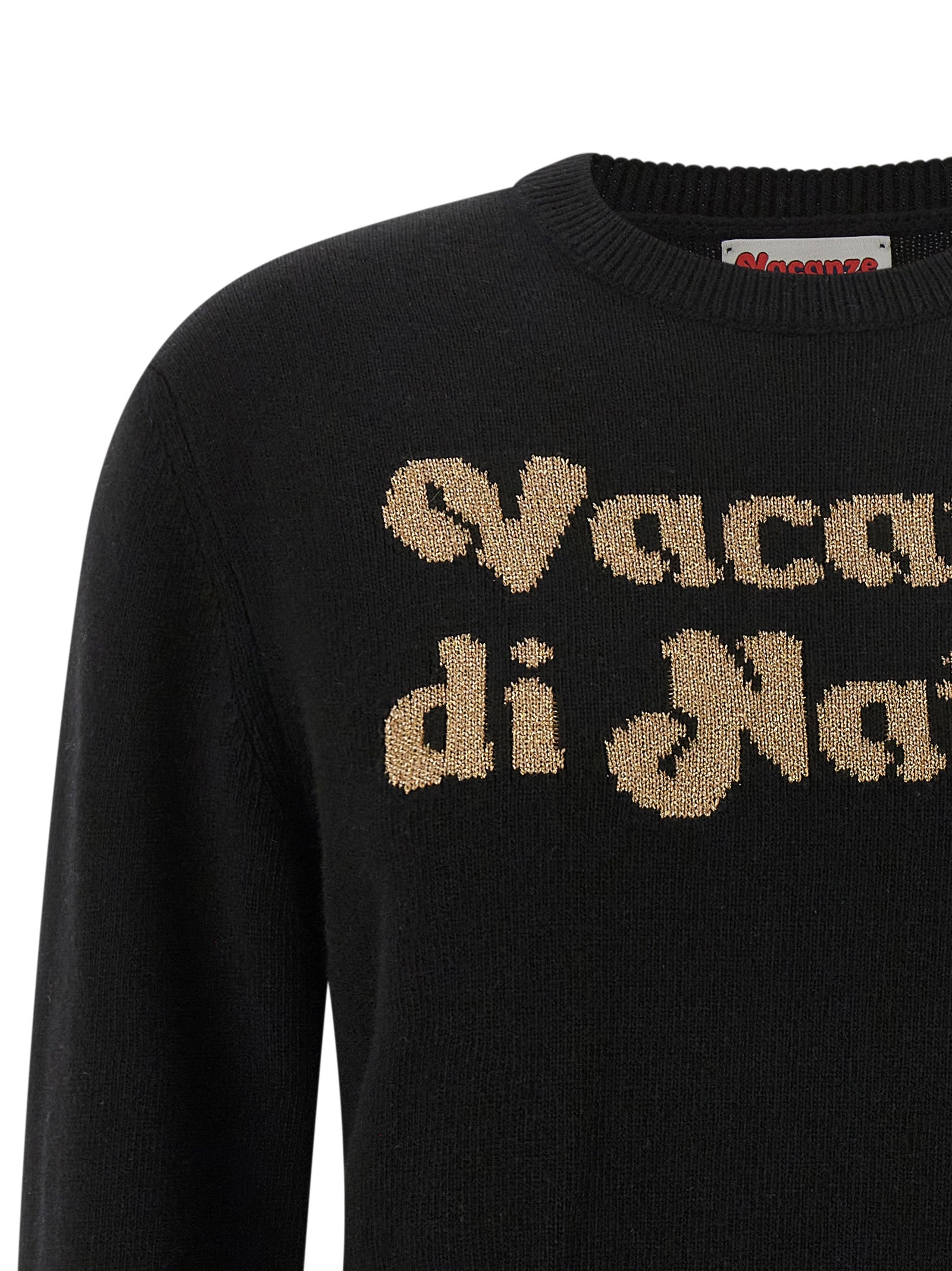 Cardigan by MC2 Saint Barth for women in cashmere viscose black, jacquard & signature features an crisp silhouette, showcasing a sophisticated crew neckline and detail for a truly crisp finish.