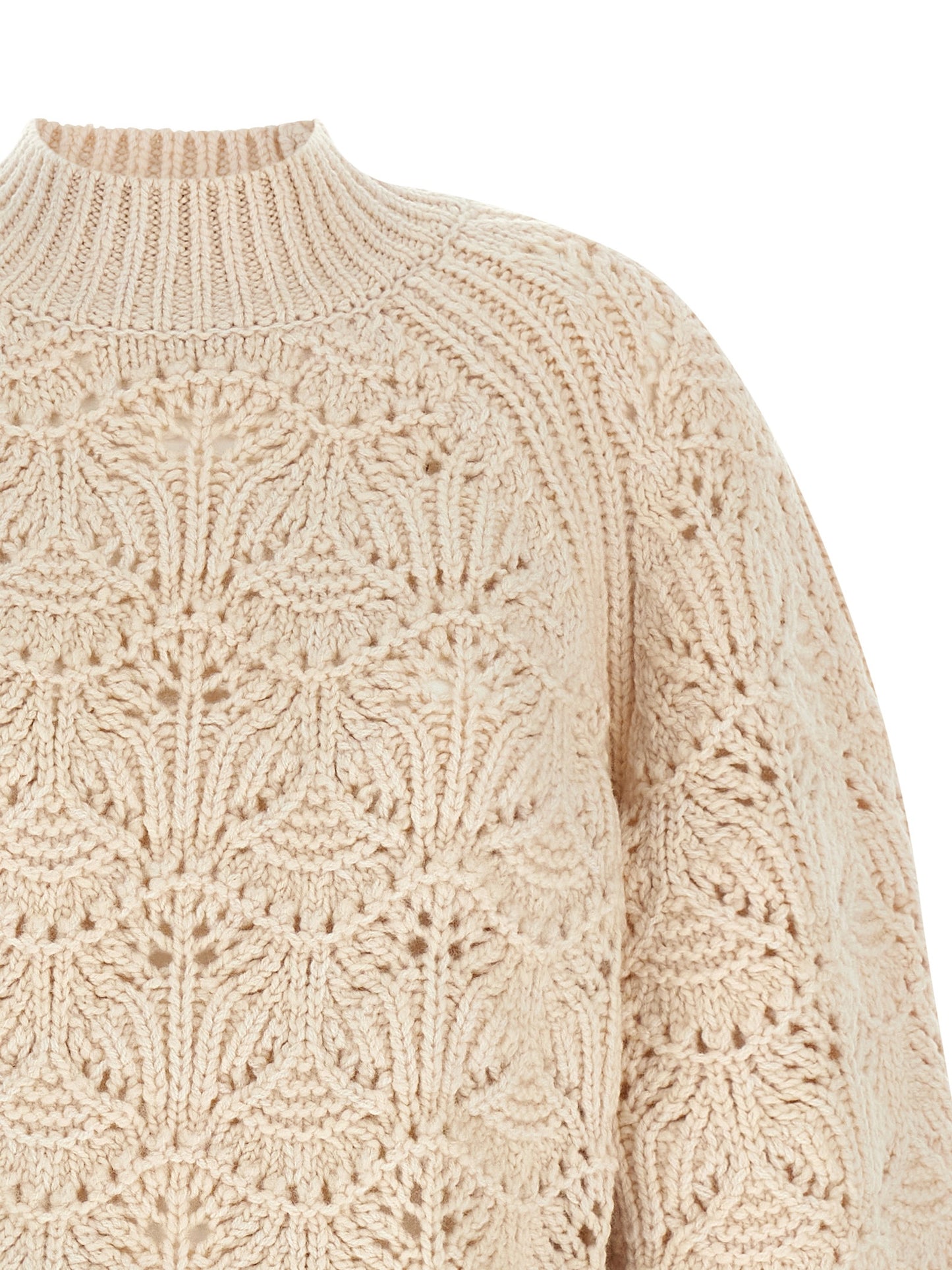 Cardigan by Zimmermann for women in wool beige showcases a captivating silhouette, artfully detailed with a captivating and high-neck neckline for a truly sophisticated captivating look.