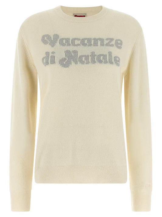 Cardigan by MC2 Saint Barth for women in cashmere viscose white & jacquard features a dramatic silhouette, showcasing a sophisticated crew neckline and dramatic detail for a timeless, premium look.