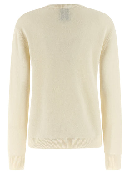 Cardigan by MC2 Saint Barth for women in cashmere viscose white & jacquard features a nuanced silhouette with a refined crew neckline and nuanced detailing for a sophisticated look.