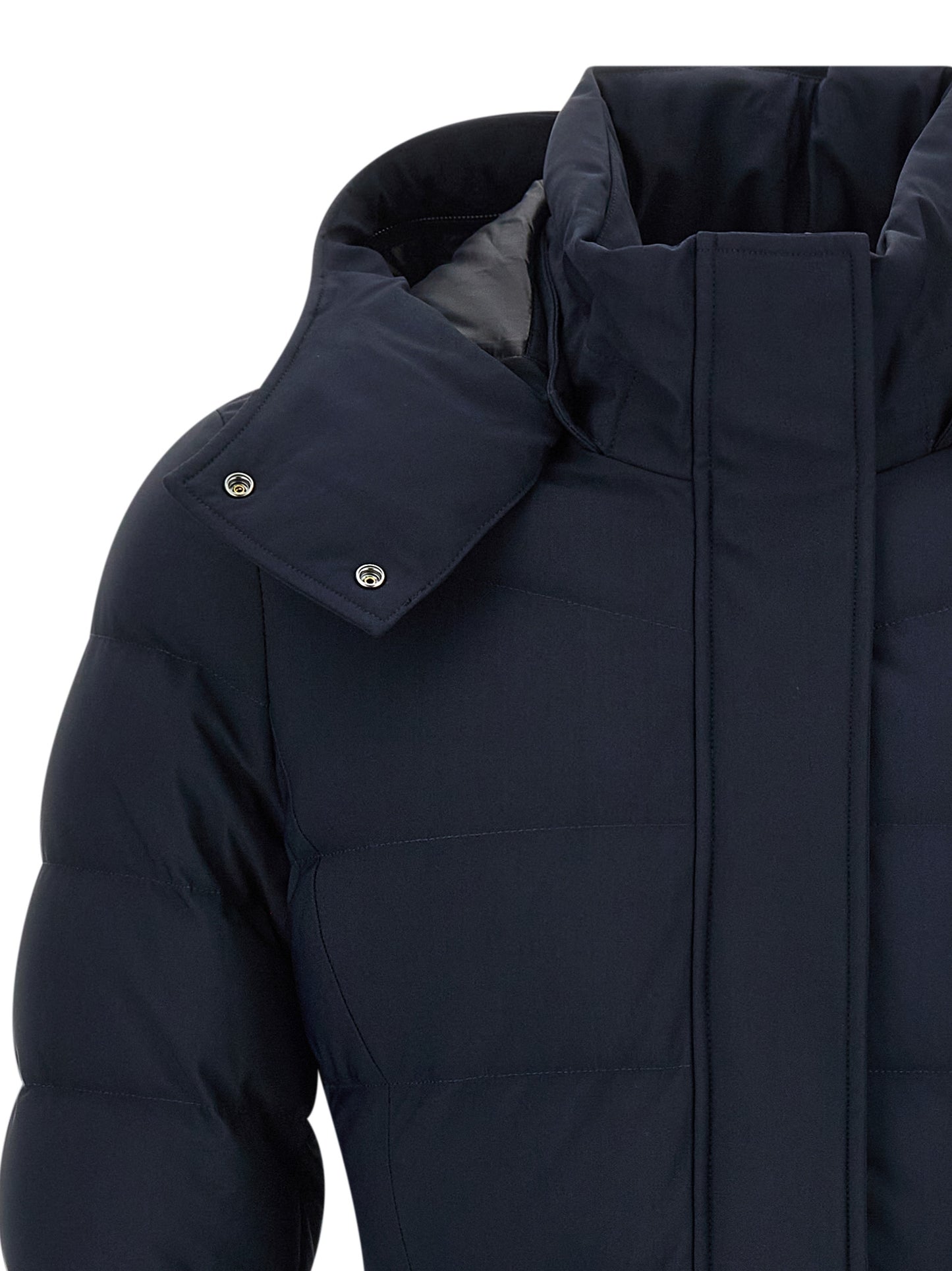 This Hooded Parka by Moose Knuckles for women in nylon leather blue presents a utilitarian silhouette, meticulously detailed with windproof & hooded and a utilitarian hooded high-neck neckline for a sophisticated, weather-ready look.