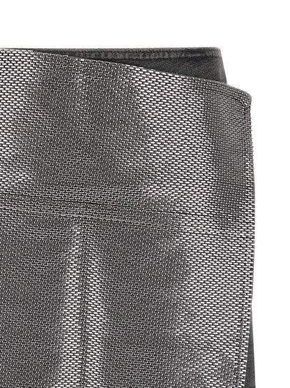 Skirt by Haikure for women in denim cotton & suede leather gray features a sublime silhouette, showcasing the sublime design of the Women's Denim Cotton & Suede Leather Long Skirt in a sophisticated long.