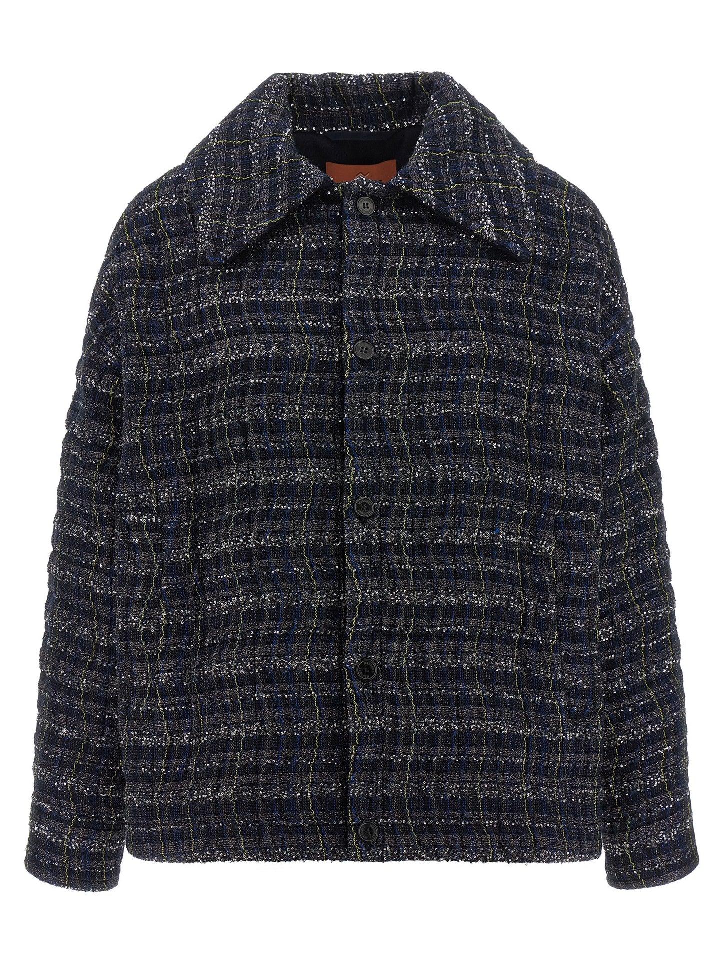 Cape by Missoni for women in polyamide polyester cotton & viscose blue & patterned features an captivating silhouette, showcasing a sophisticated shirt-collar neckline and captivating pockets for a truly captivating finish.