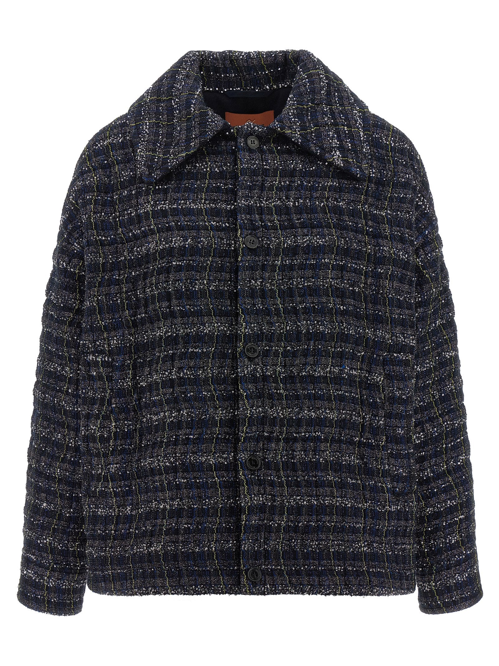 Cape by Missoni for women in polyamide polyester cotton & viscose blue & patterned features an captivating silhouette, showcasing a sophisticated shirt-collar neckline and captivating pockets for a truly captivating finish.