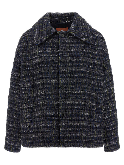Cape by Missoni for women in polyamide polyester cotton & viscose blue & patterned features an captivating silhouette, showcasing a sophisticated shirt-collar neckline and captivating pockets for a truly captivating finish.