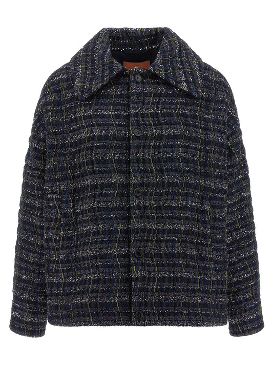 Cape by Missoni for women in polyamide polyester cotton & viscose blue & patterned features an captivating silhouette, showcasing a sophisticated shirt-collar neckline and captivating pockets for a truly captivating finish.