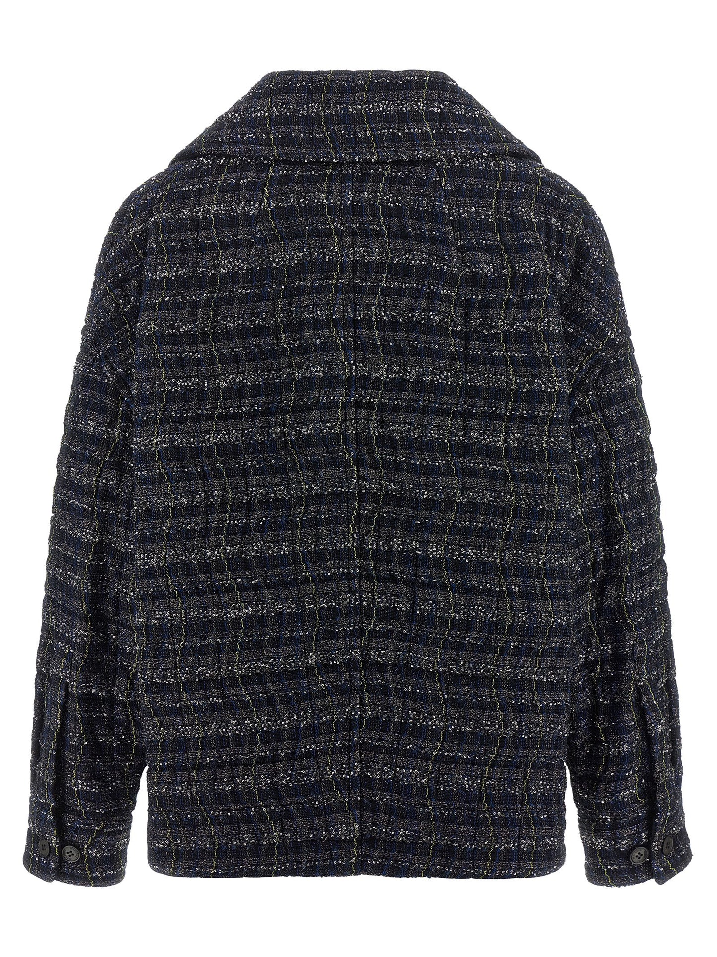 Cape by Missoni for women in polyamide polyester cotton & viscose blue & patterned features an relaxed-luxury silhouette, showcasing a sophisticated shirt-collar neckline and premium pockets for a truly relaxed-luxury finish.