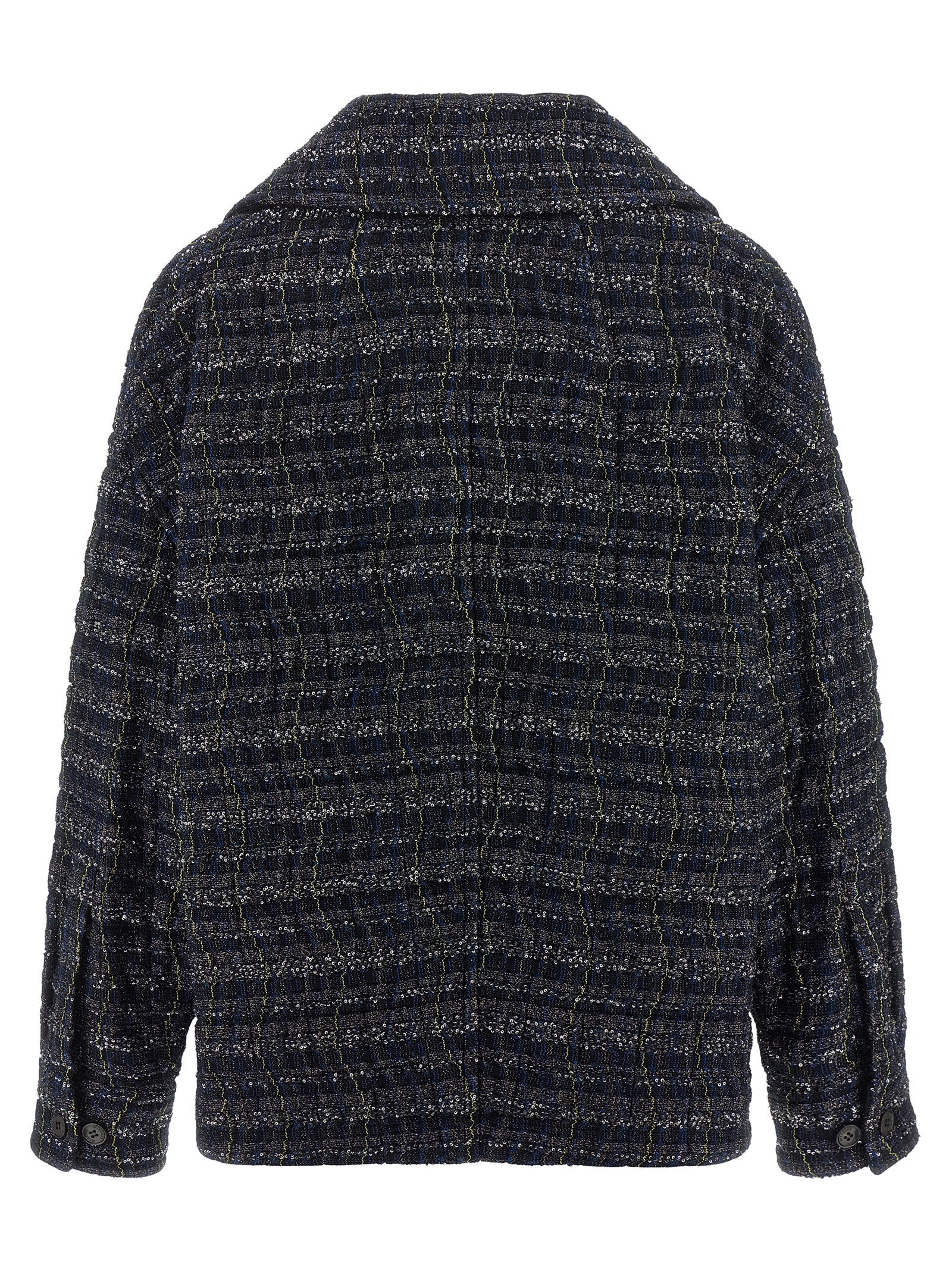 Cape by Missoni for women in polyamide polyester cotton & viscose blue & patterned features an relaxed-luxury silhouette, showcasing a sophisticated shirt-collar neckline and premium pockets for a truly relaxed-luxury finish.