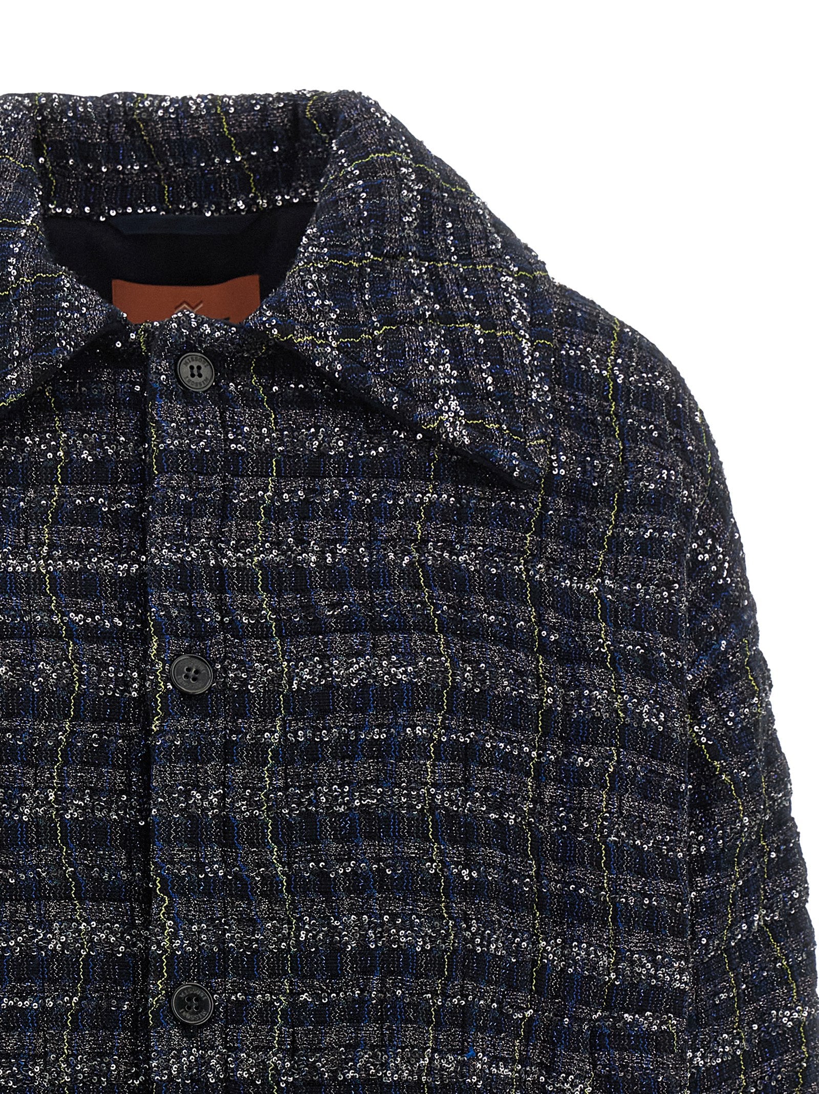 Cape by Missoni for women in polyamide polyester cotton & viscose blue & patterned presents a cosy chic silhouette, meticulously detailed with distinctive pockets and a sophisticated shirt-collar neckline for a truly cosy chic finish.