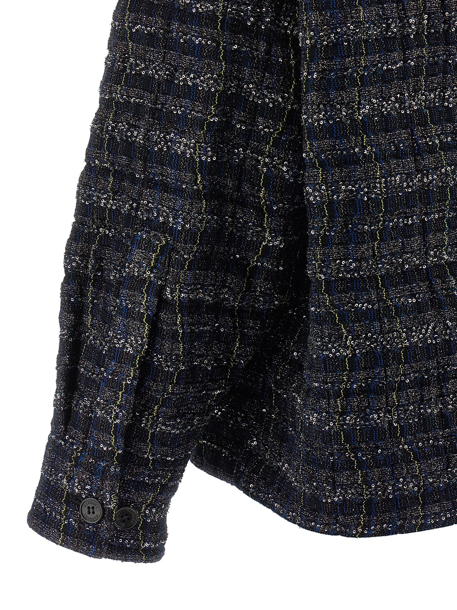 Cape by Missoni for women in polyamide polyester cotton & viscose blue & patterned presents a coveted silhouette featuring coveted pockets and a coveted for an elegant finish.