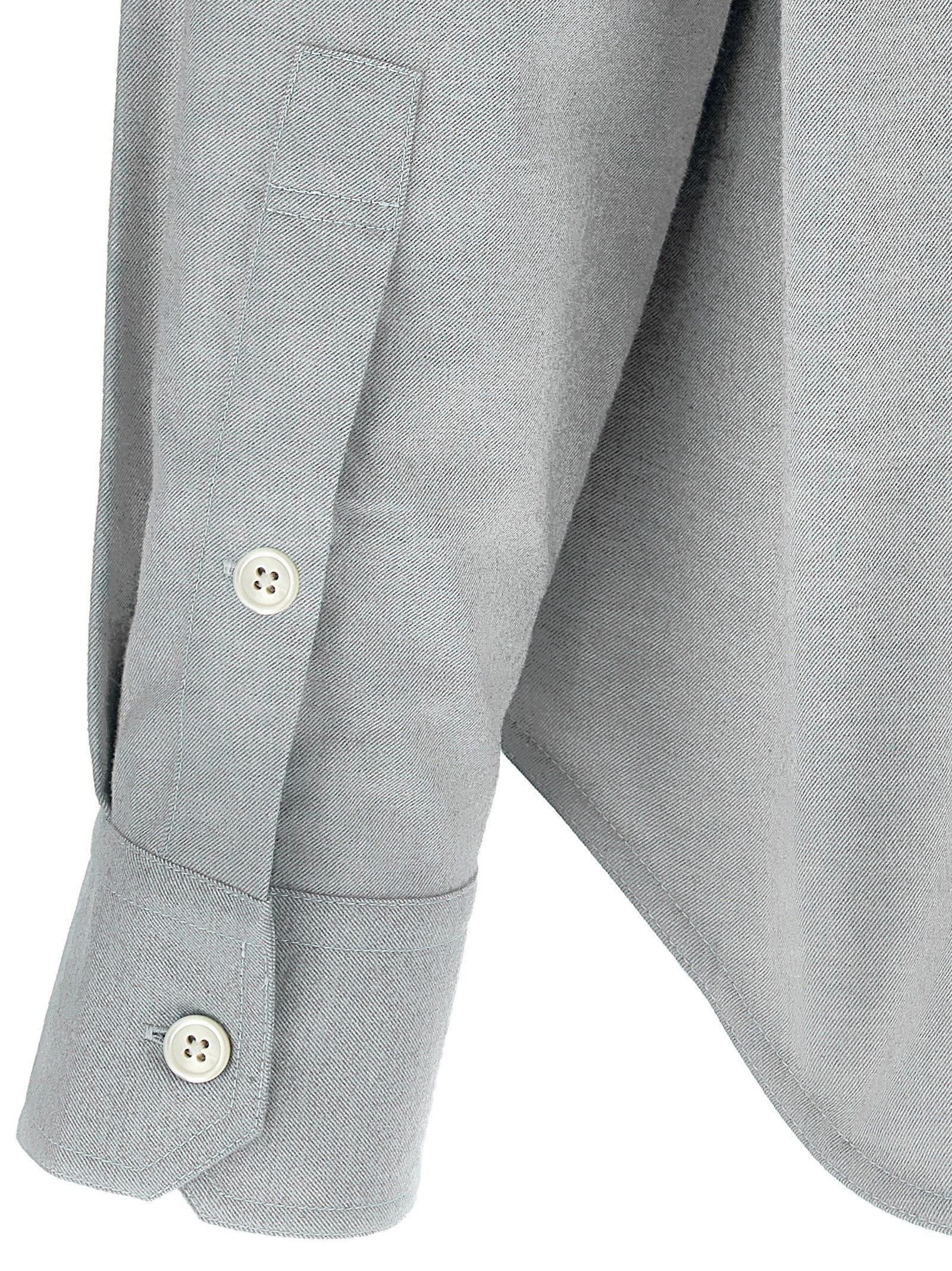 Shirt by Thom Browne for men in cotton flannel gray showcases a sublime silhouette, artfully detailed with a sublime and for a sophisticated, sublime finish.