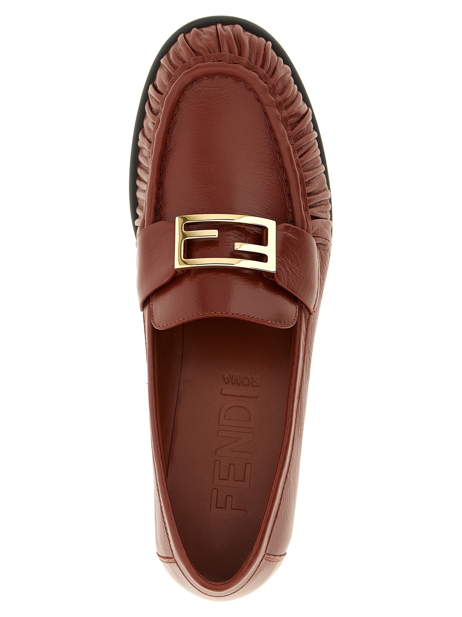 Flat Loafer Slip-On Shoes by Fendi for women in lamb leather brown showcases a resplendent Women's Lamb Leather Flat Loafer Slip-On Shoes aesthetic, defined by its resplendent and elegant flat.