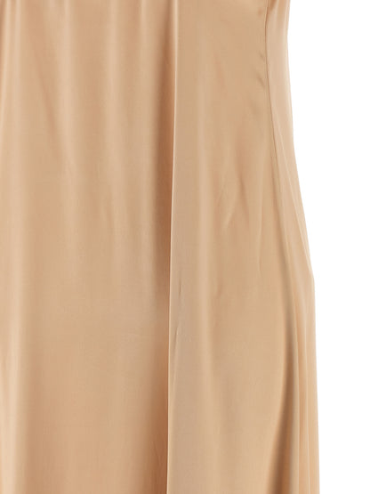Dress by Ferragamo for women in viscose beige showcases a striking silhouette, elegantly detailed with a , refined , and a striking long for a striking finish.