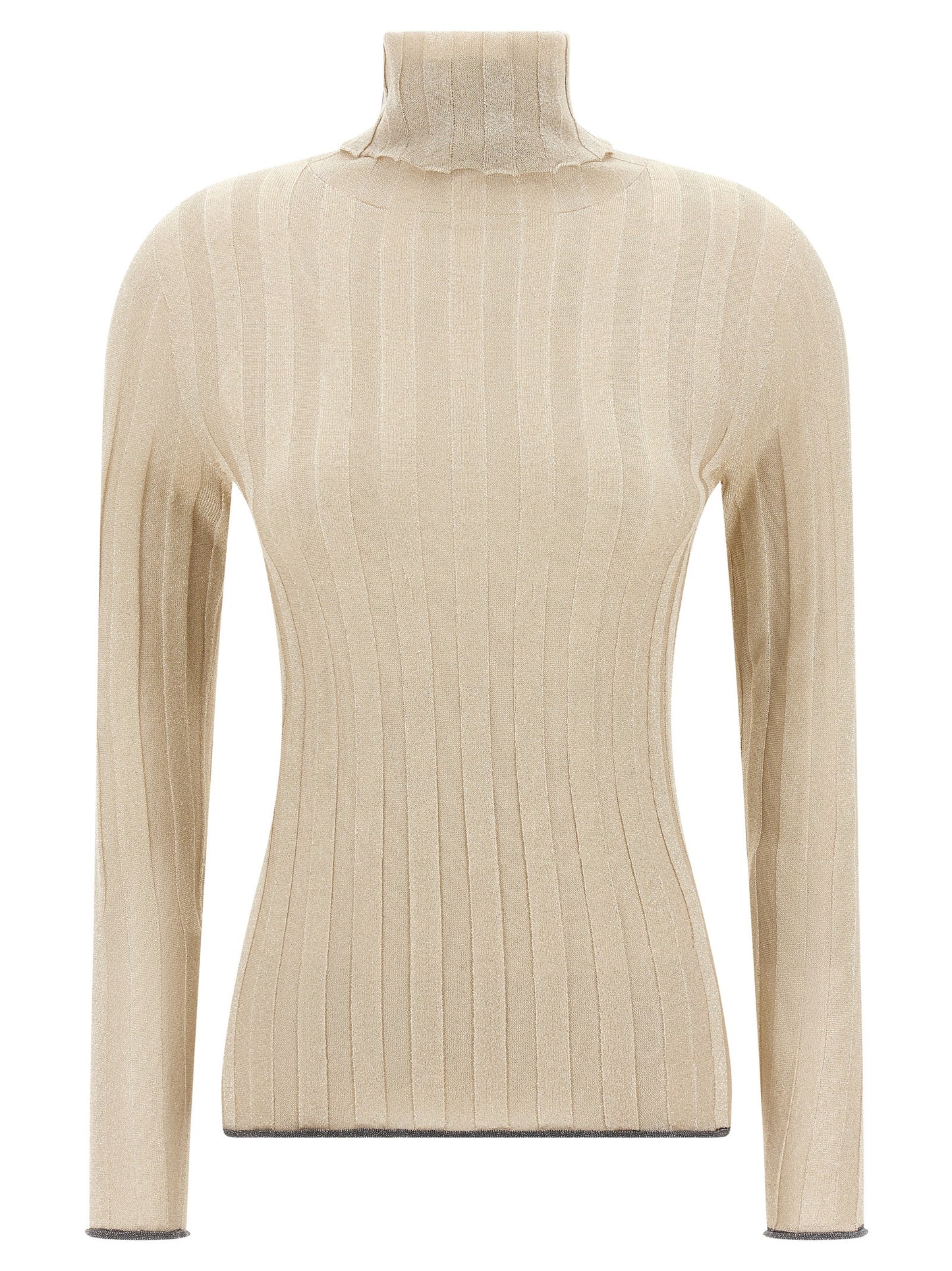 Cardigan by Fabiana Filippi for women in viscose polyester lurex gold presents a textural silhouette, artfully finished with a textural and long-sleeve for a sophisticated, textural look.