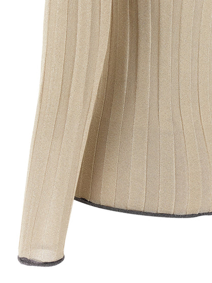 Cardigan by Fabiana Filippi for women in viscose polyester lurex gold features an crisp silhouette, showcasing a sophisticated and detail for a truly crisp finish.