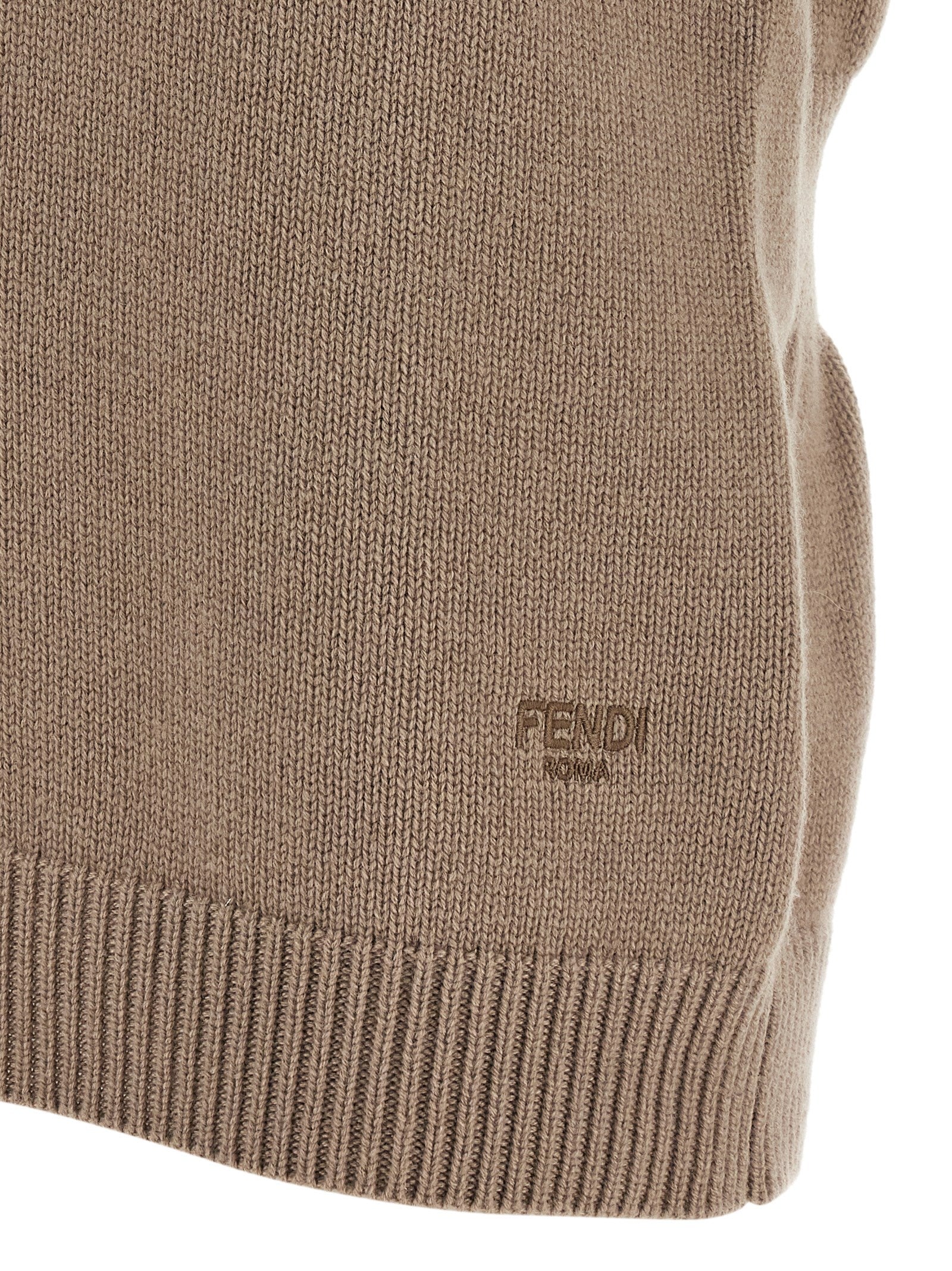 Vest by Fendi for women in cashmere beige features a stylish silhouette, showcasing distinct and a refined for a truly stylish finish.