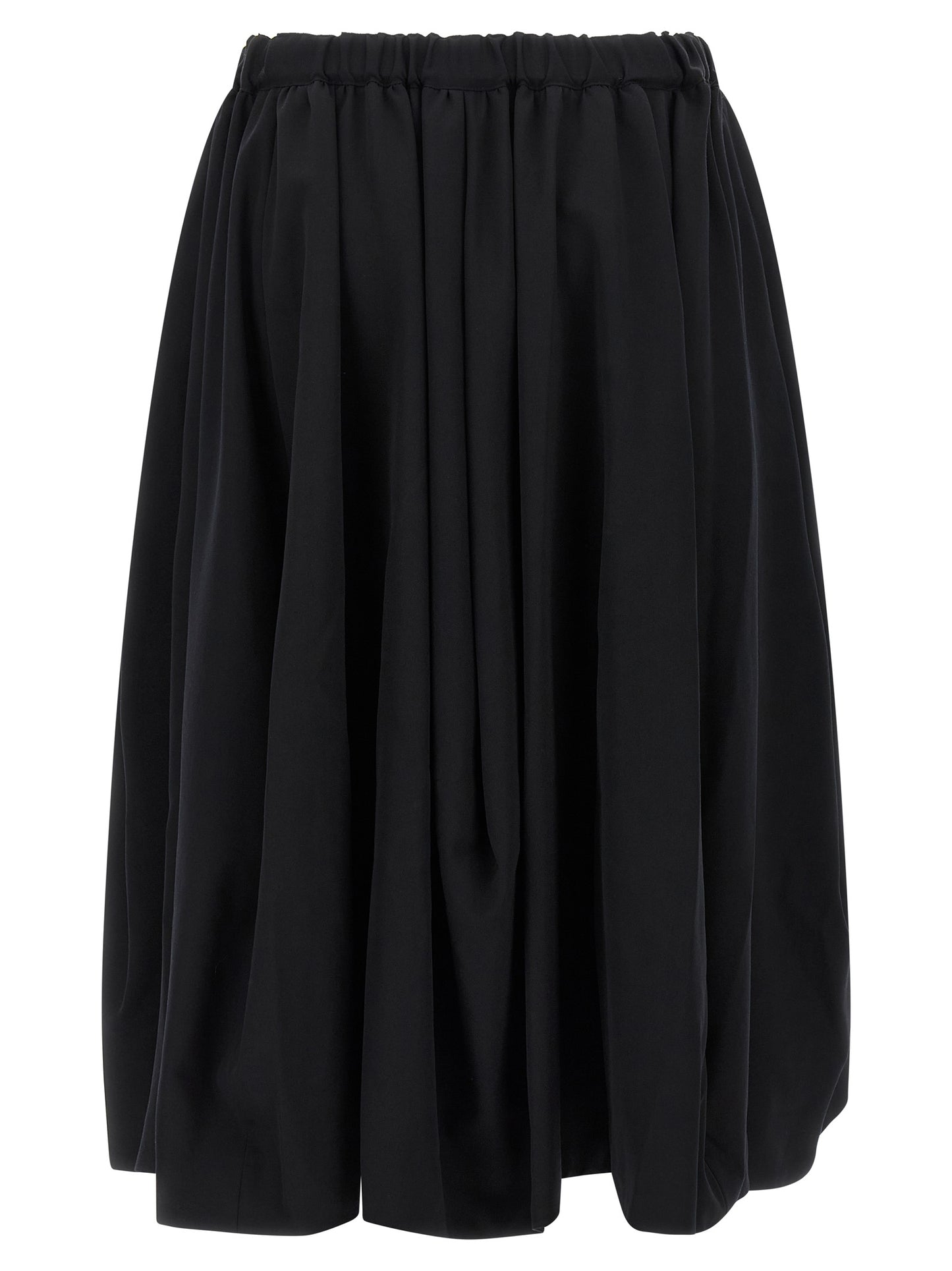 Skirt by Comme Des Garçons for women in wool black features an tailored silhouette, artfully capturing the essence of Women's Wool Maxi Mini Skirt in a sophisticated maxi mini.