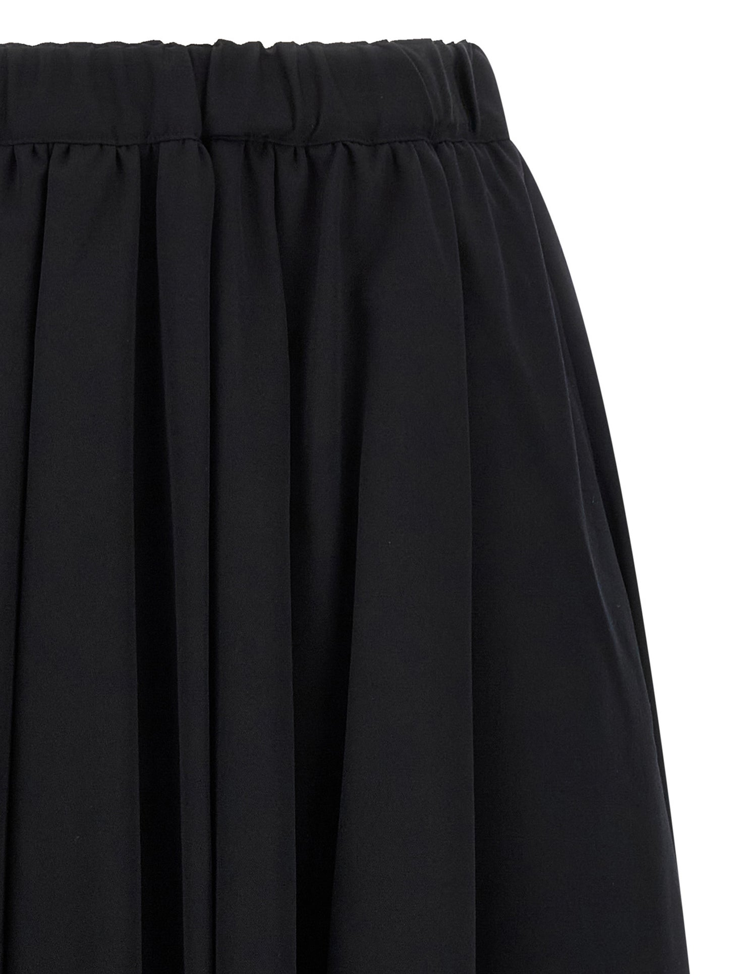 Skirt by Comme Des Garçons for women in wool black showcases a dramatic silhouette, artfully capturing the essence of the Women's Wool Maxi Mini Skirt in a dramatic maxi mini cut for a refined look.