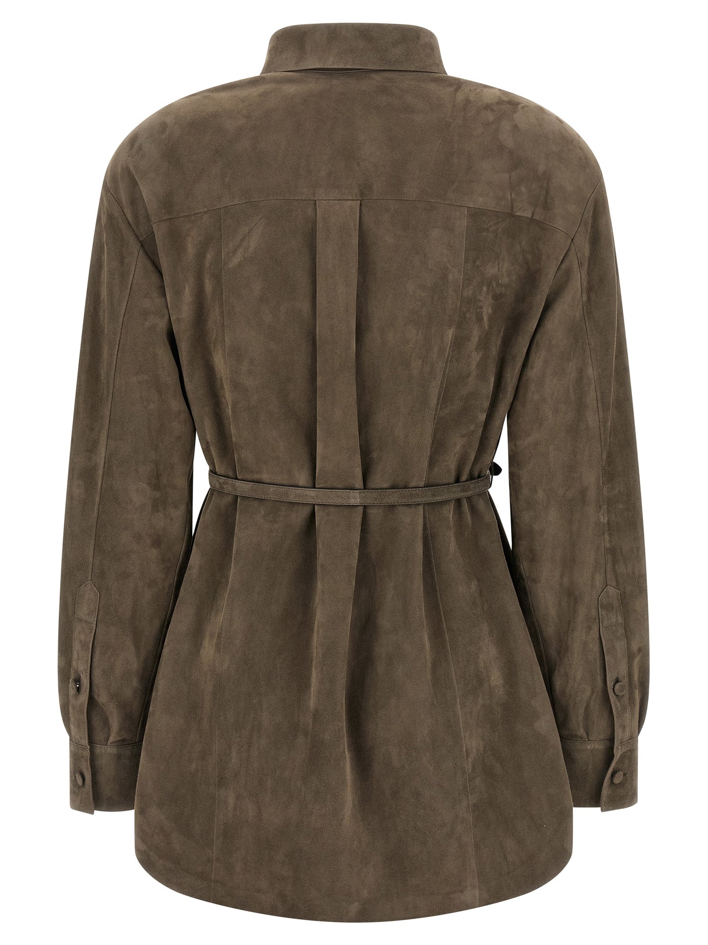 Blouse by Fendi for women in suede lamb leather gray features an architectural silhouette with a refined and elegant for a architectural look.