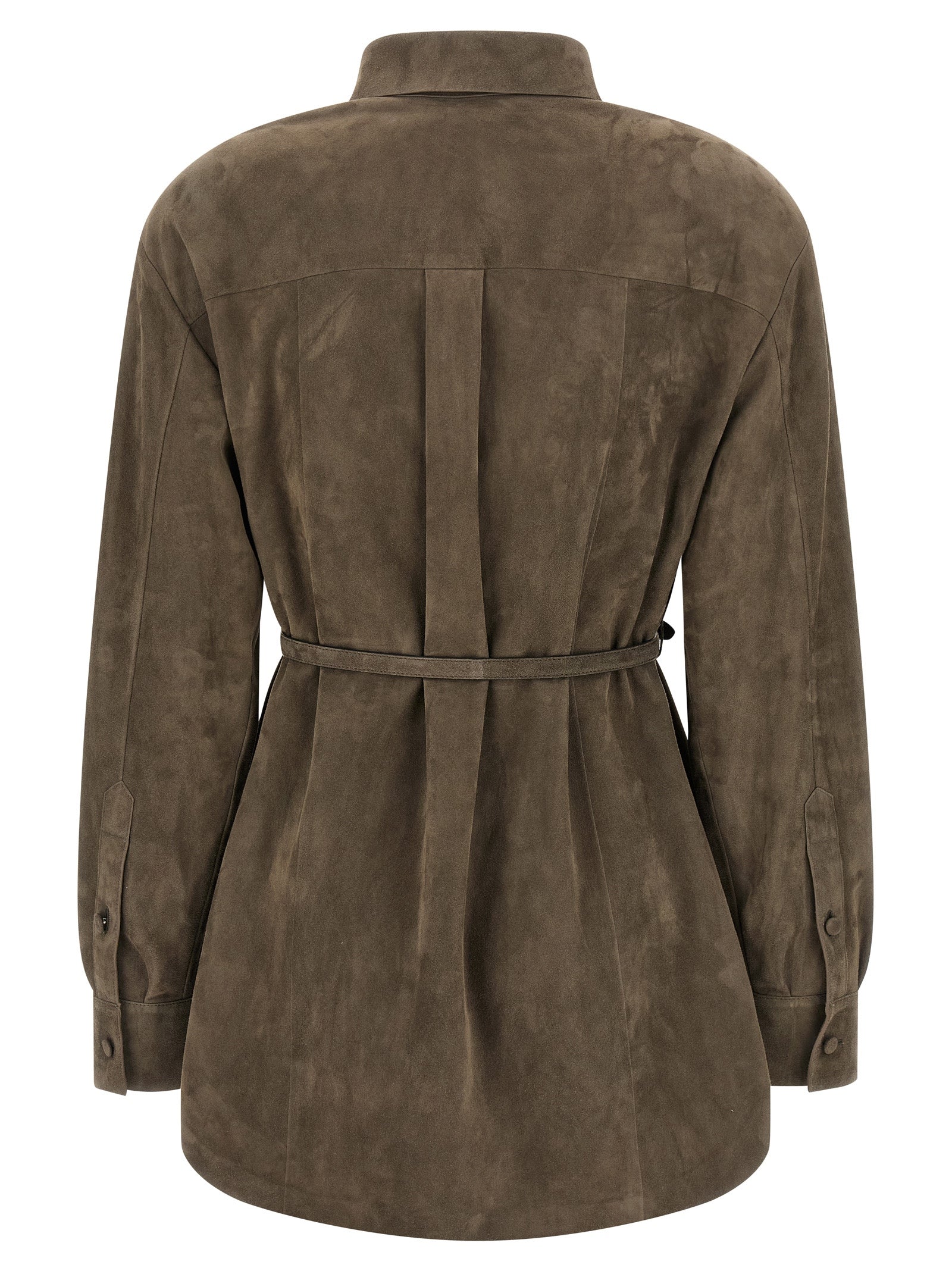 Blouse by Fendi for women in suede lamb leather gray features an architectural silhouette with a refined and elegant for a architectural look.
