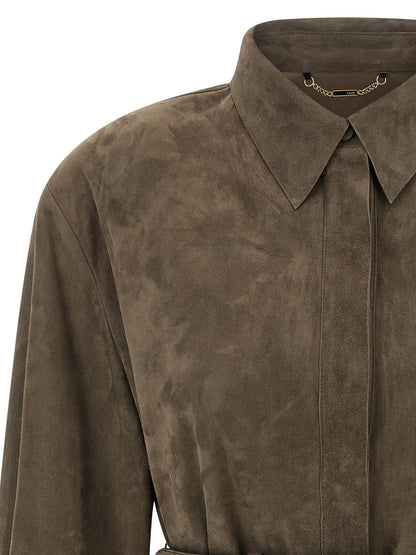 Blouse by Fendi for women in suede lamb leather gray, featuring a nuanced and nuanced for a sophisticated finish.