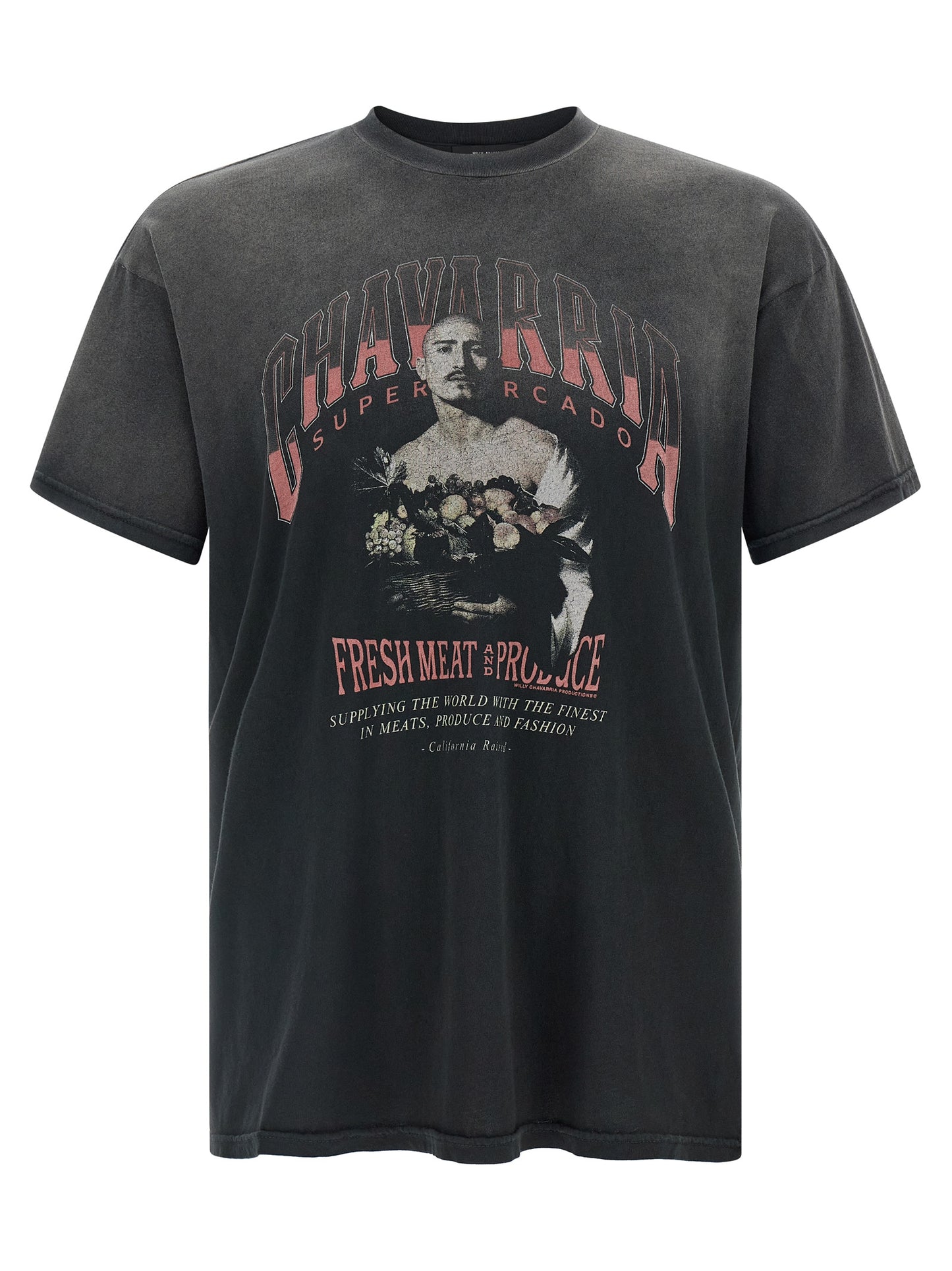 T-Shirt by WILLY CHAVARRIA for men in cotton black & print features an edgy silhouette, meticulously detailed with a sophisticated short-sleeve and crew neckline for a truly edgy finish.