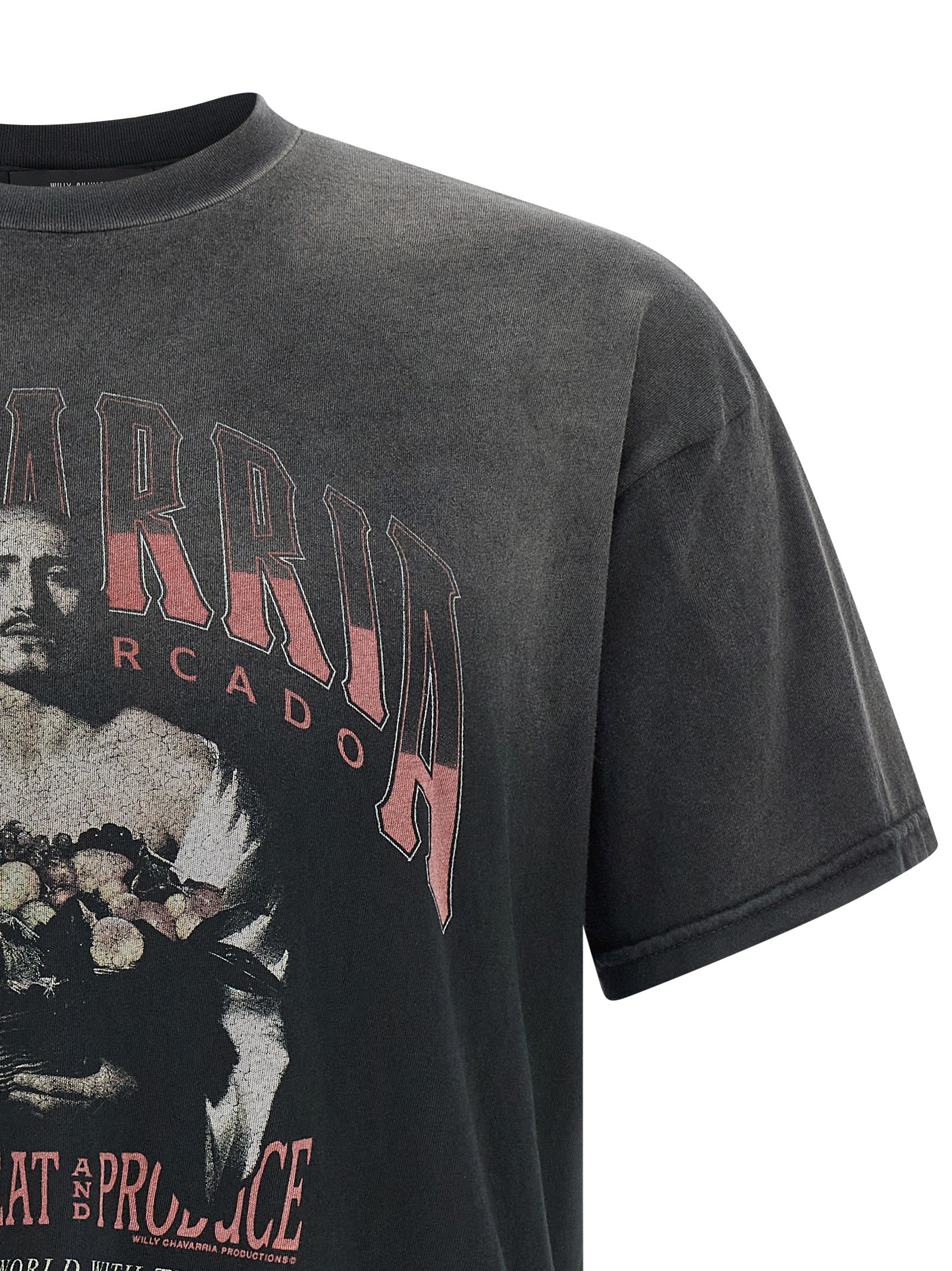 T-Shirt by WILLY CHAVARRIA for men in cotton black & print showcases a unassuming silhouette, artfully detailed with a refined and unassuming for a sophisticated, contemporary look.