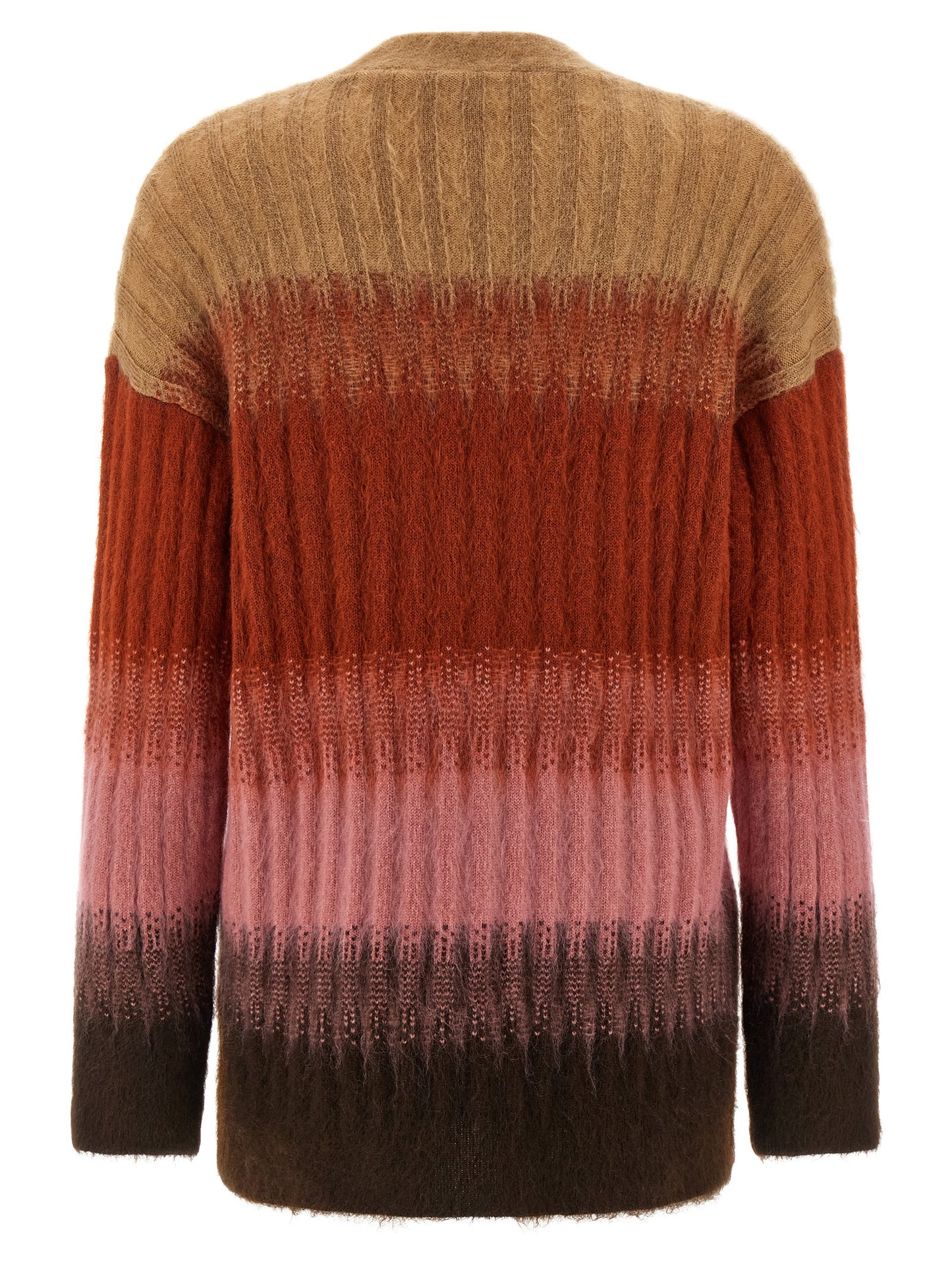 Cardigan by Fendi for women in mohair wool & polyamide multicolor & patterned features an crisp silhouette, showcasing a sophisticated v-neck neckline and detail for a truly crisp finish.